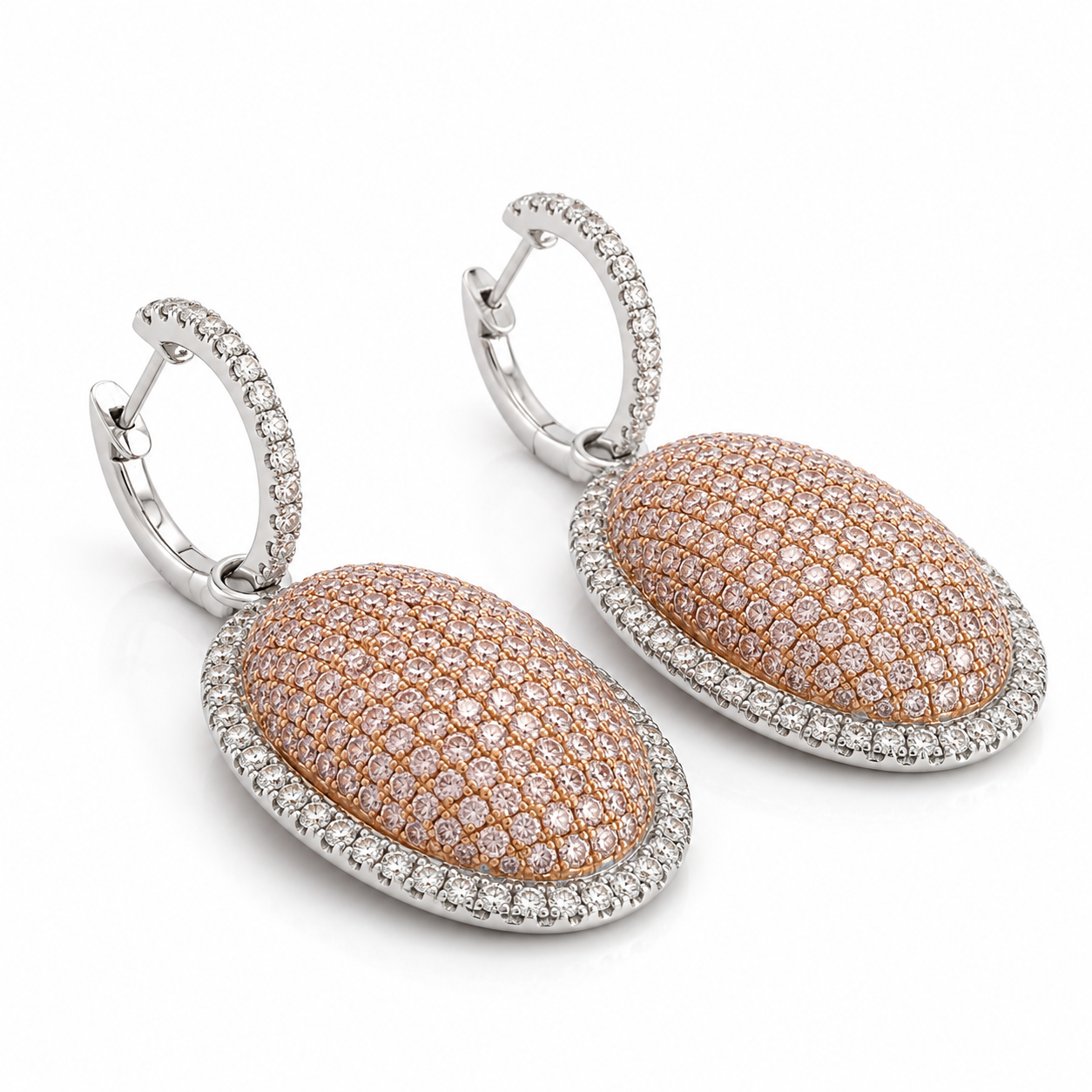 White Gold Pink Diamond Earrings