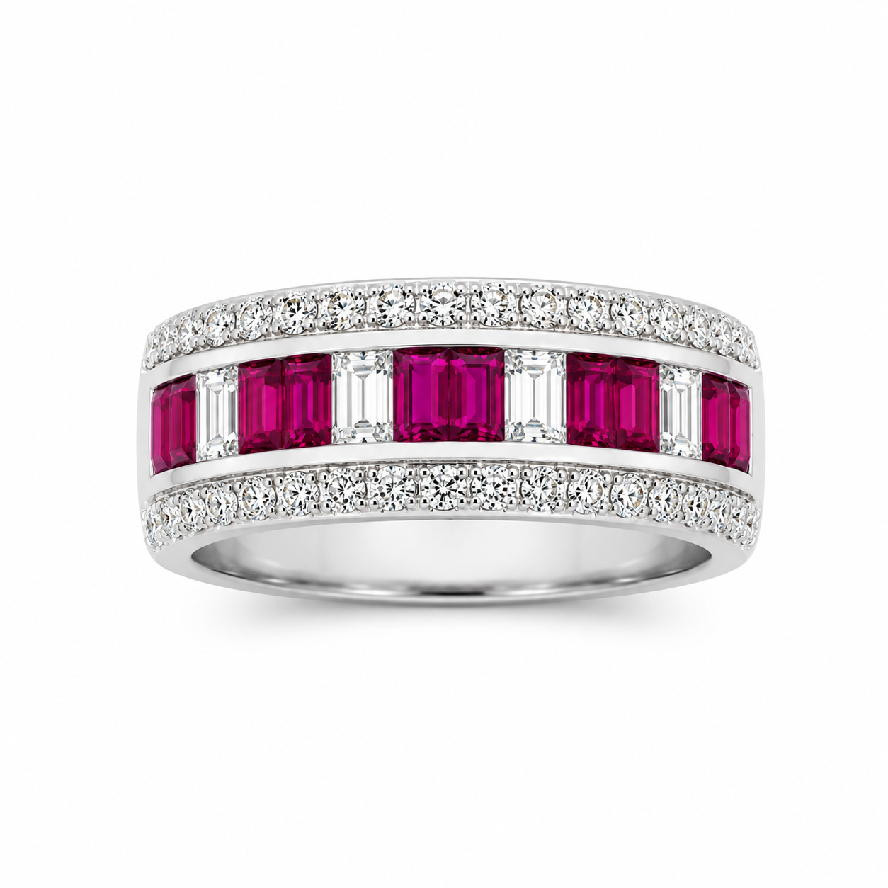 White Gold Ruby and Diamond Rind