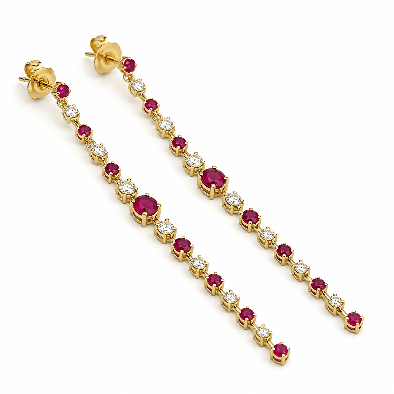 Yellow Gold Ruby and Diamond Earrings