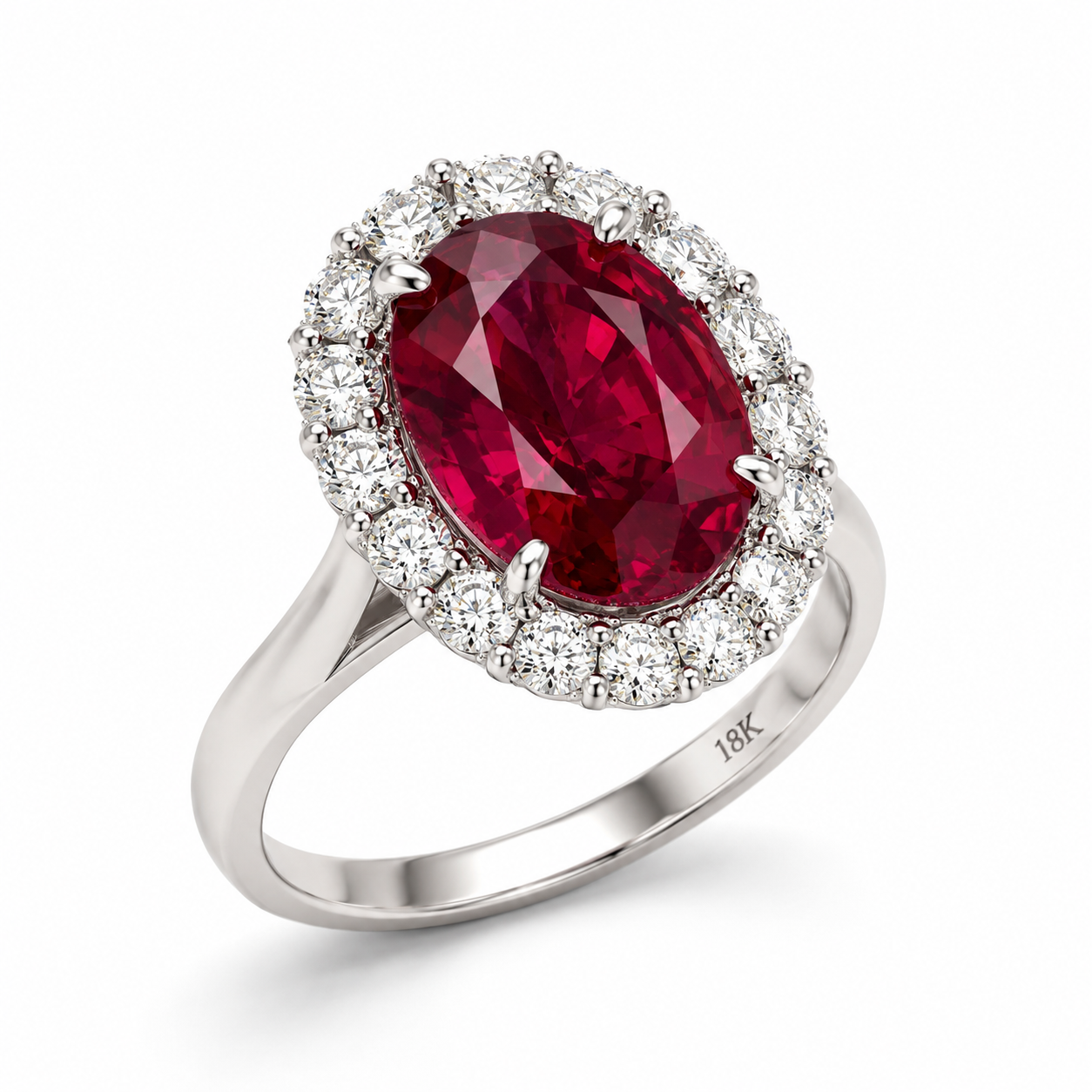 White Gold Rubellite and Diamond Ring