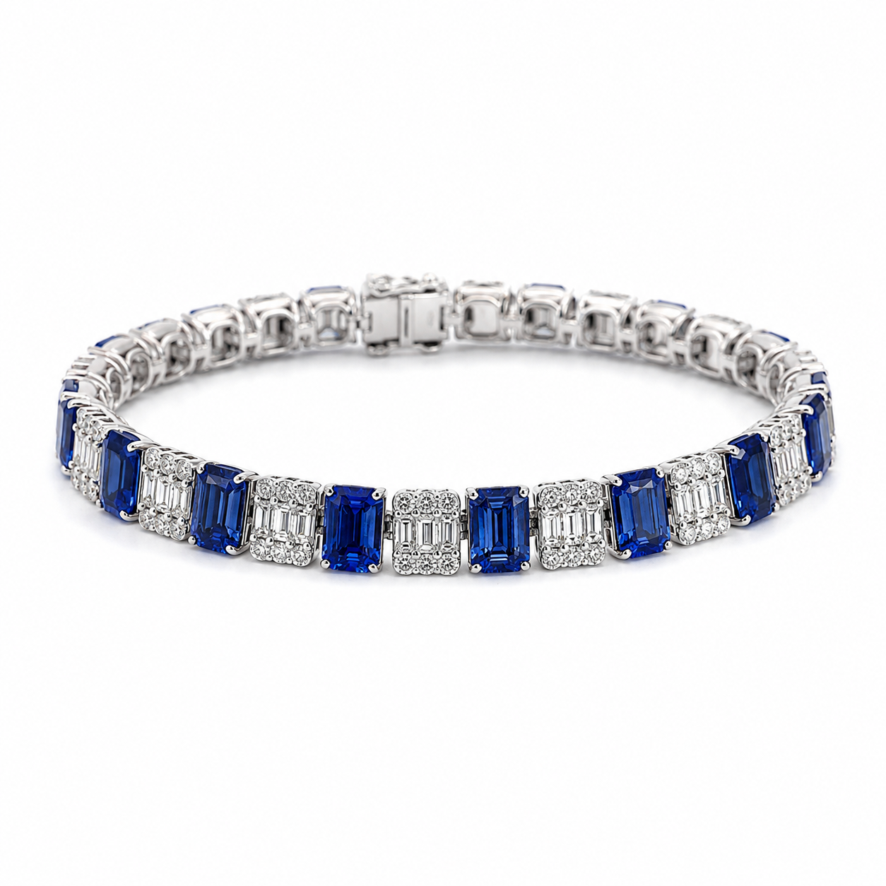 White Gold Sapphire and Diamond Bracelet
