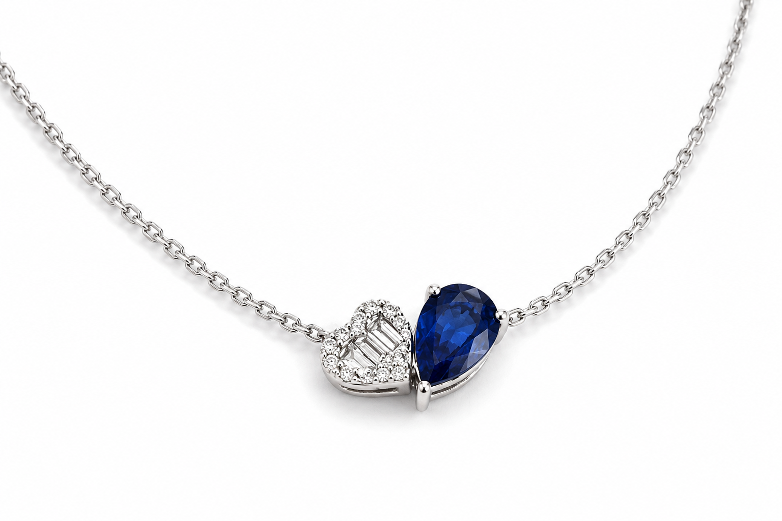 White Gold Sapphire and Diamond Necklace