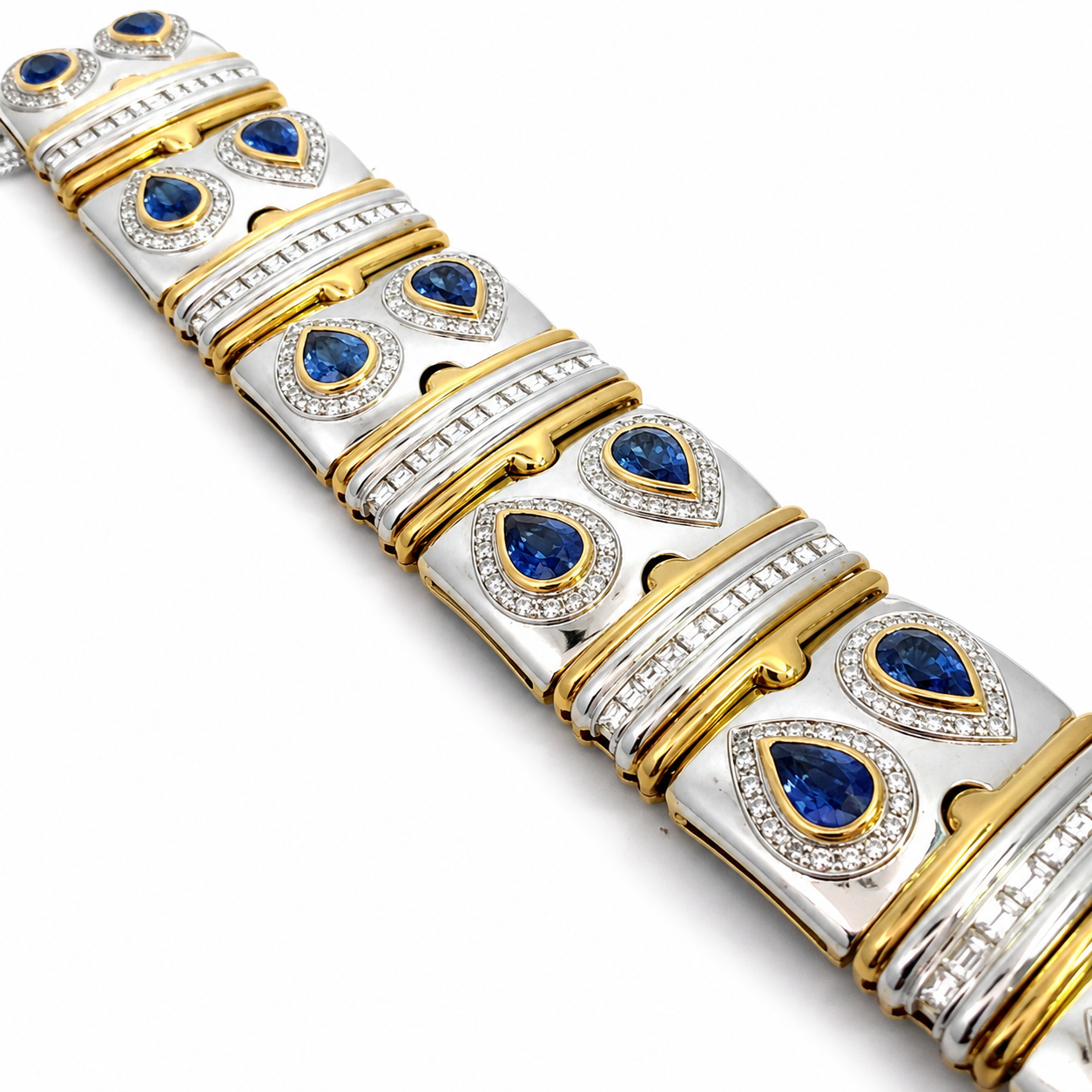 White and Yellow Gold Sapphire and Diamond Bracelet