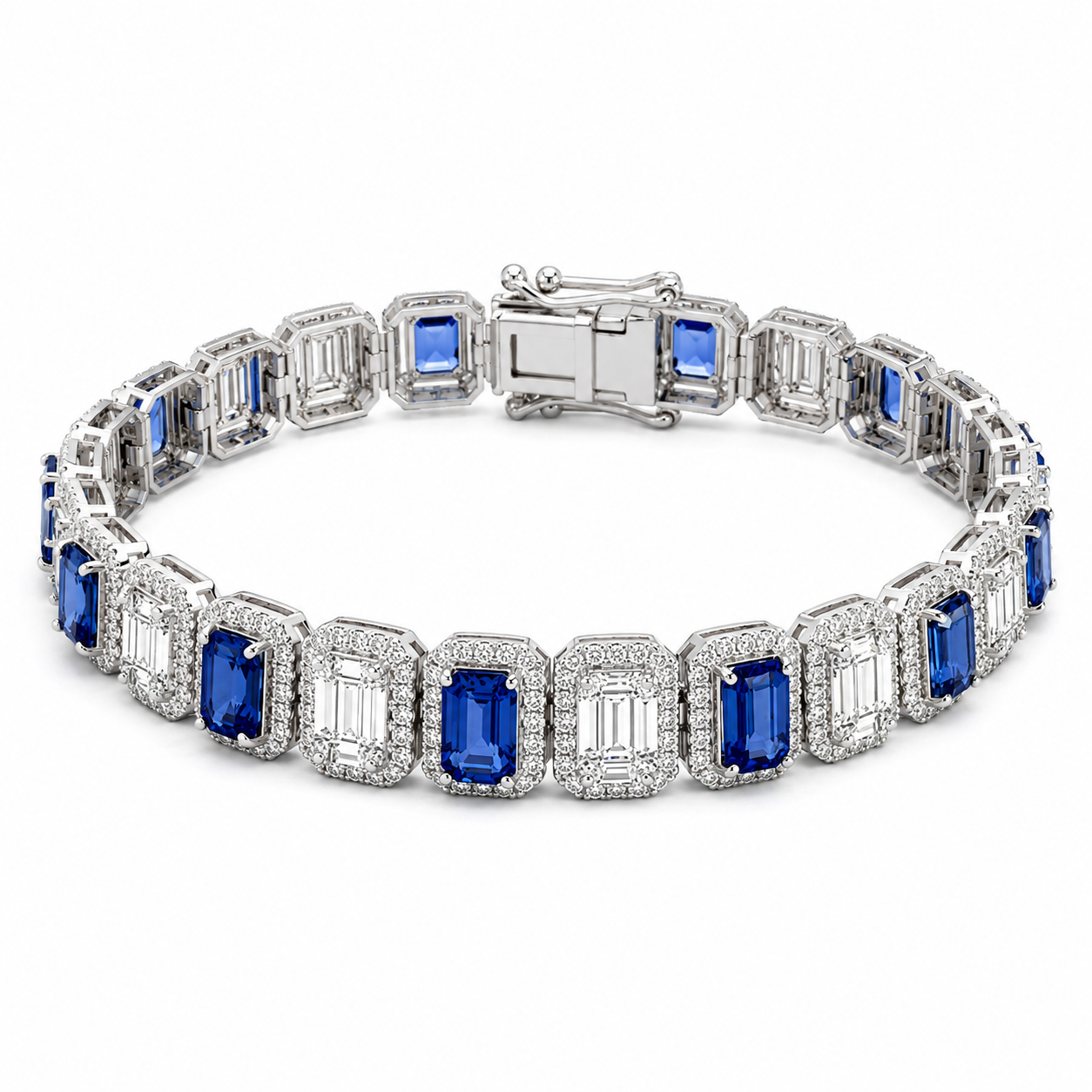 White Gold Diamond and Sapphire Bracelet