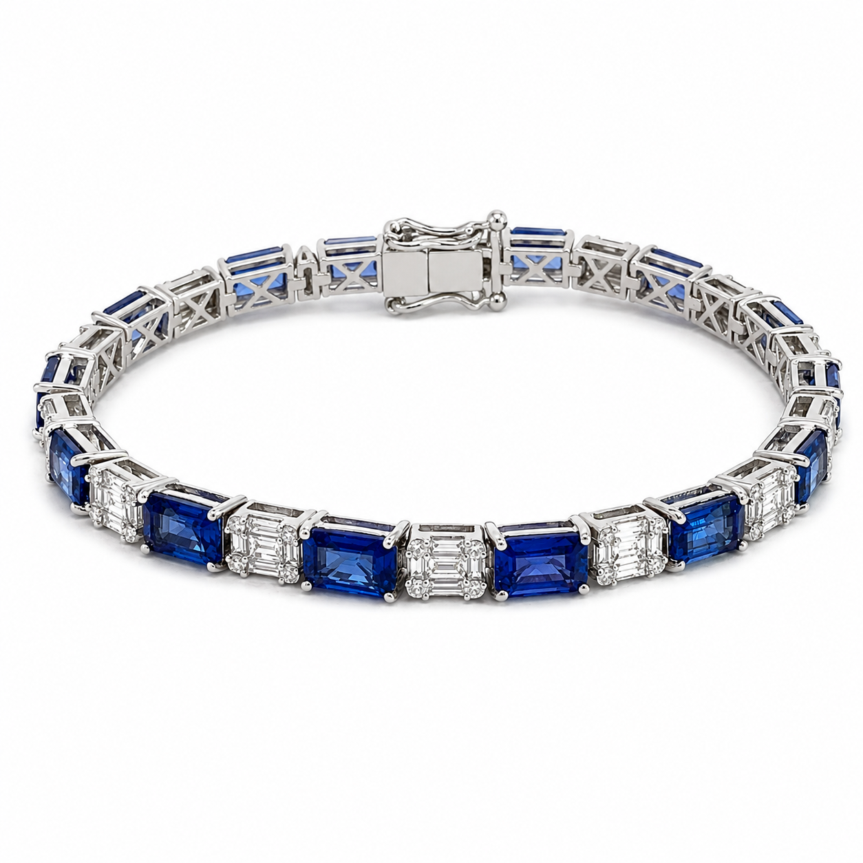 White Gold Sapphire and Diamond Bracelet