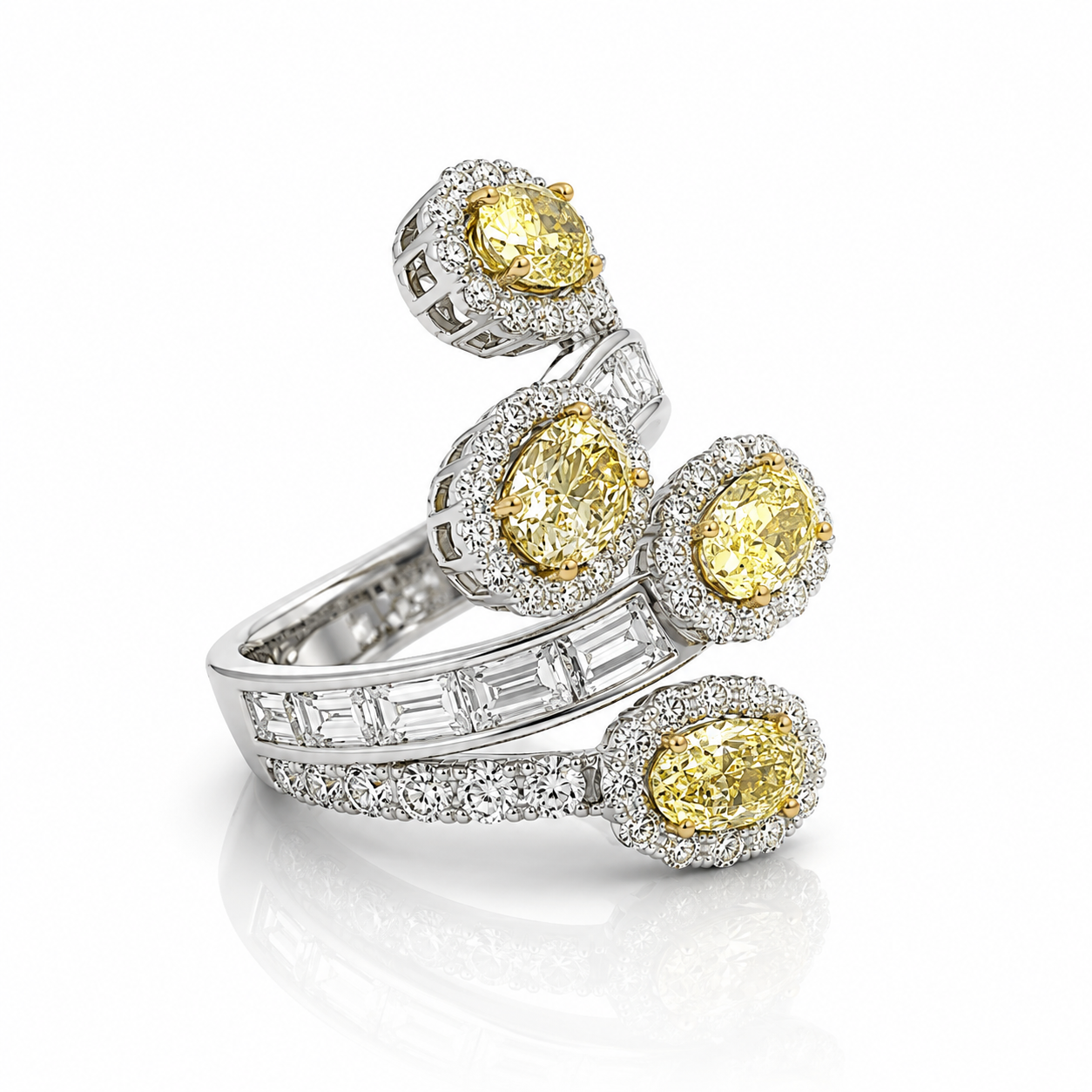 White Gold Yellow and White Diamond Ring