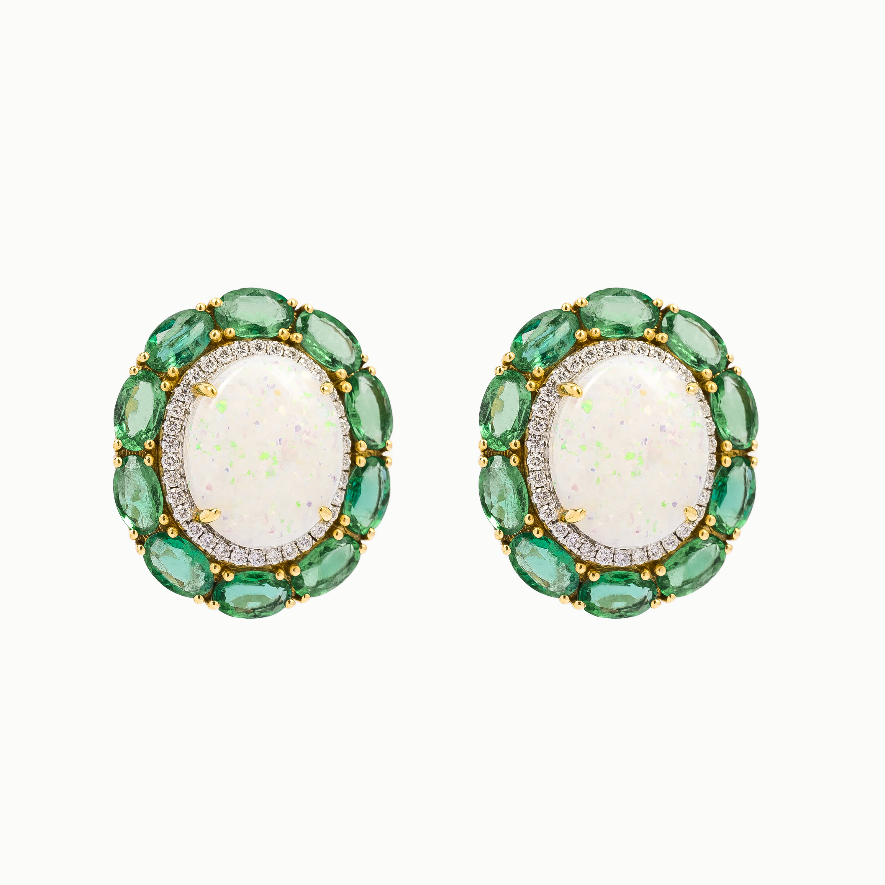 EMERALD OPAL GOLD EARRINGS