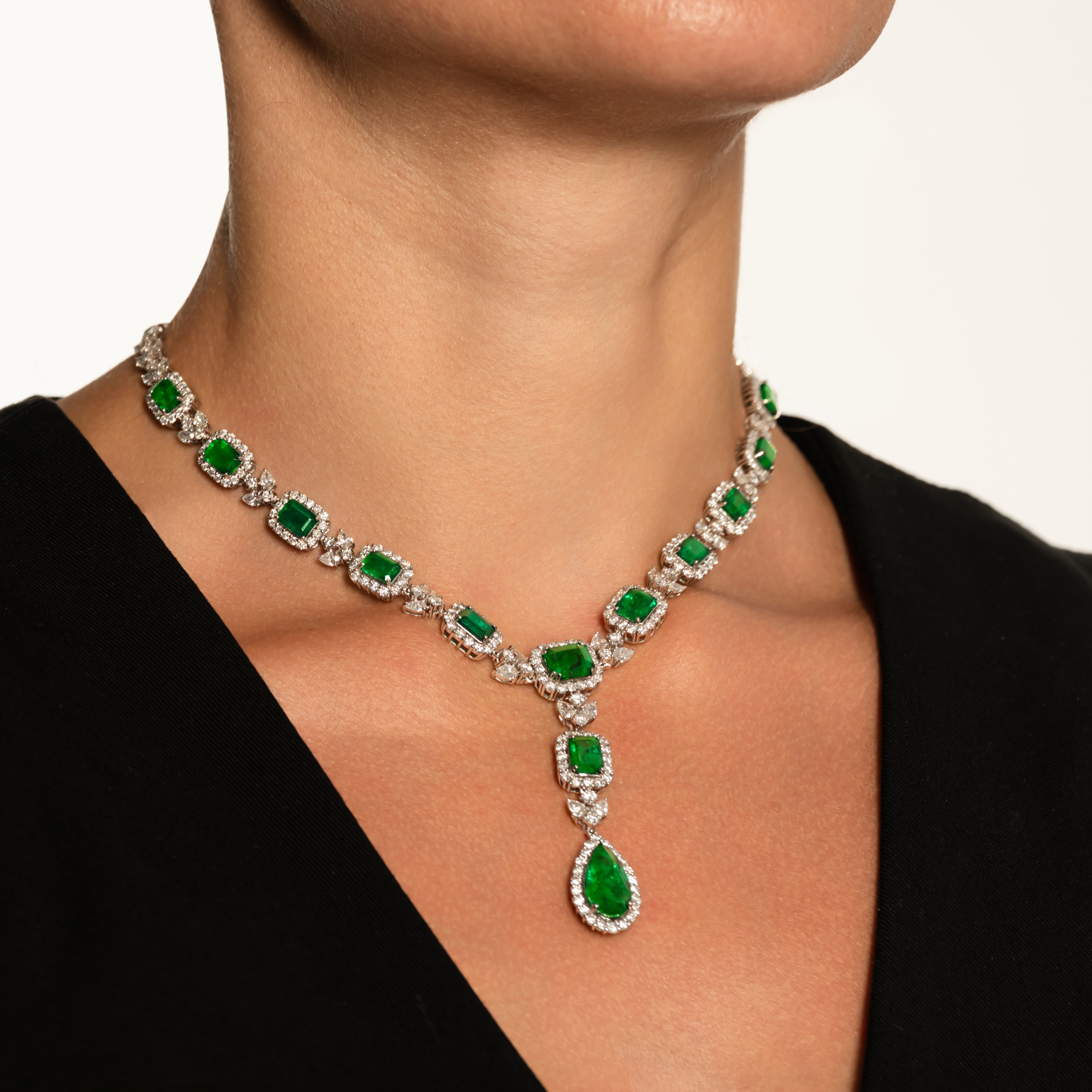 EMERALD AND DIAMOND SYMPHONY NECKLACE