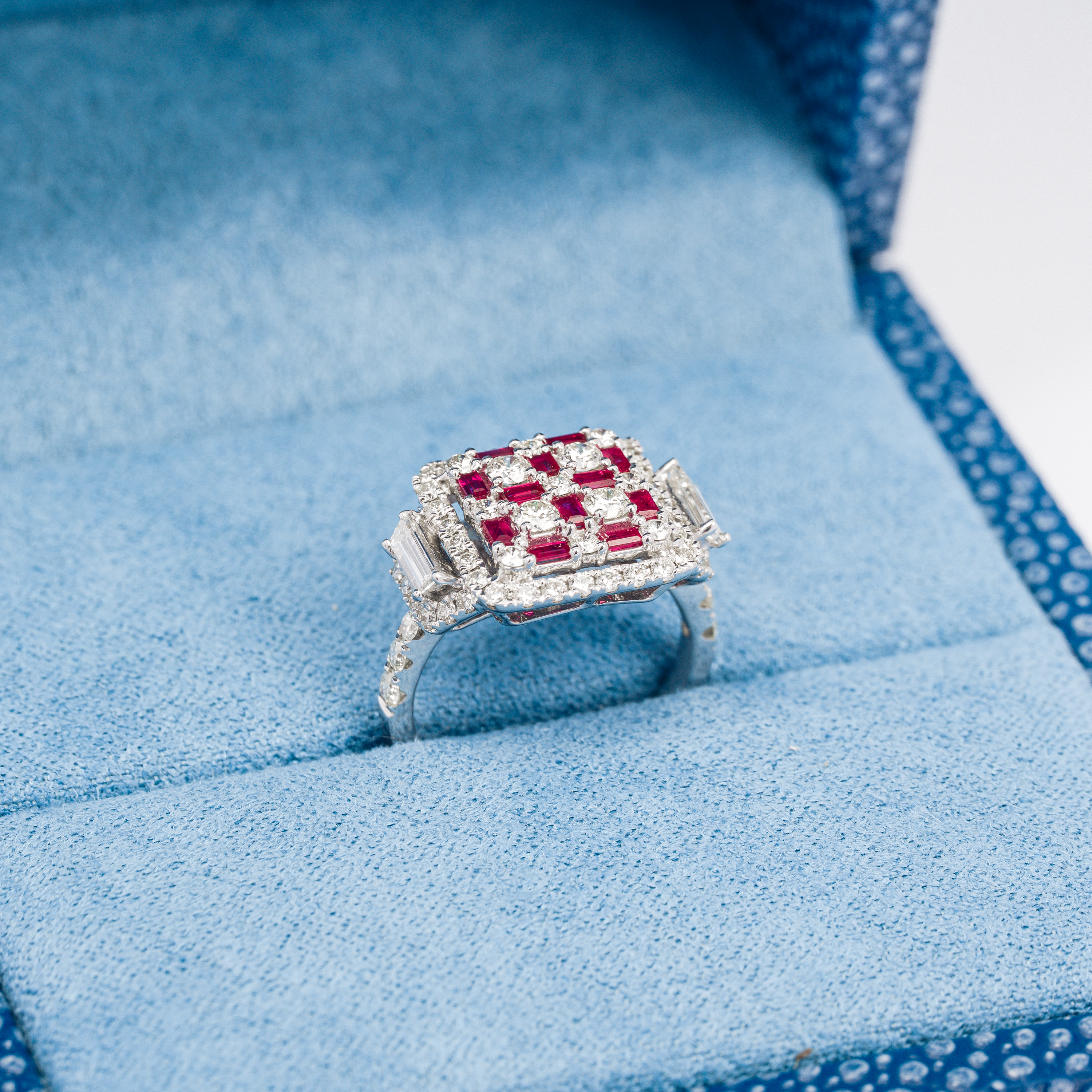 White Gold Ruby and Diamond Ring