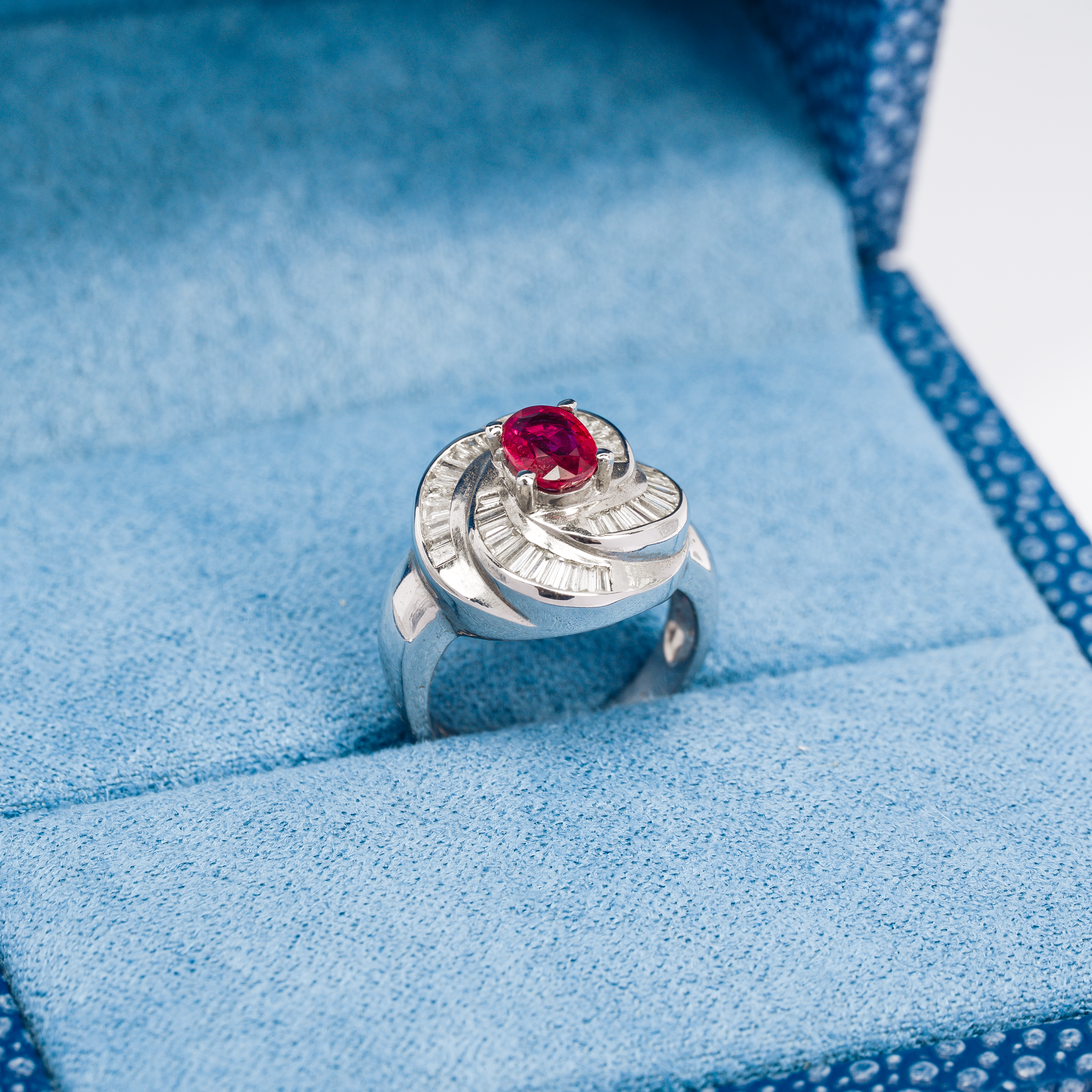 White Gold Ruby and Diamond Ring