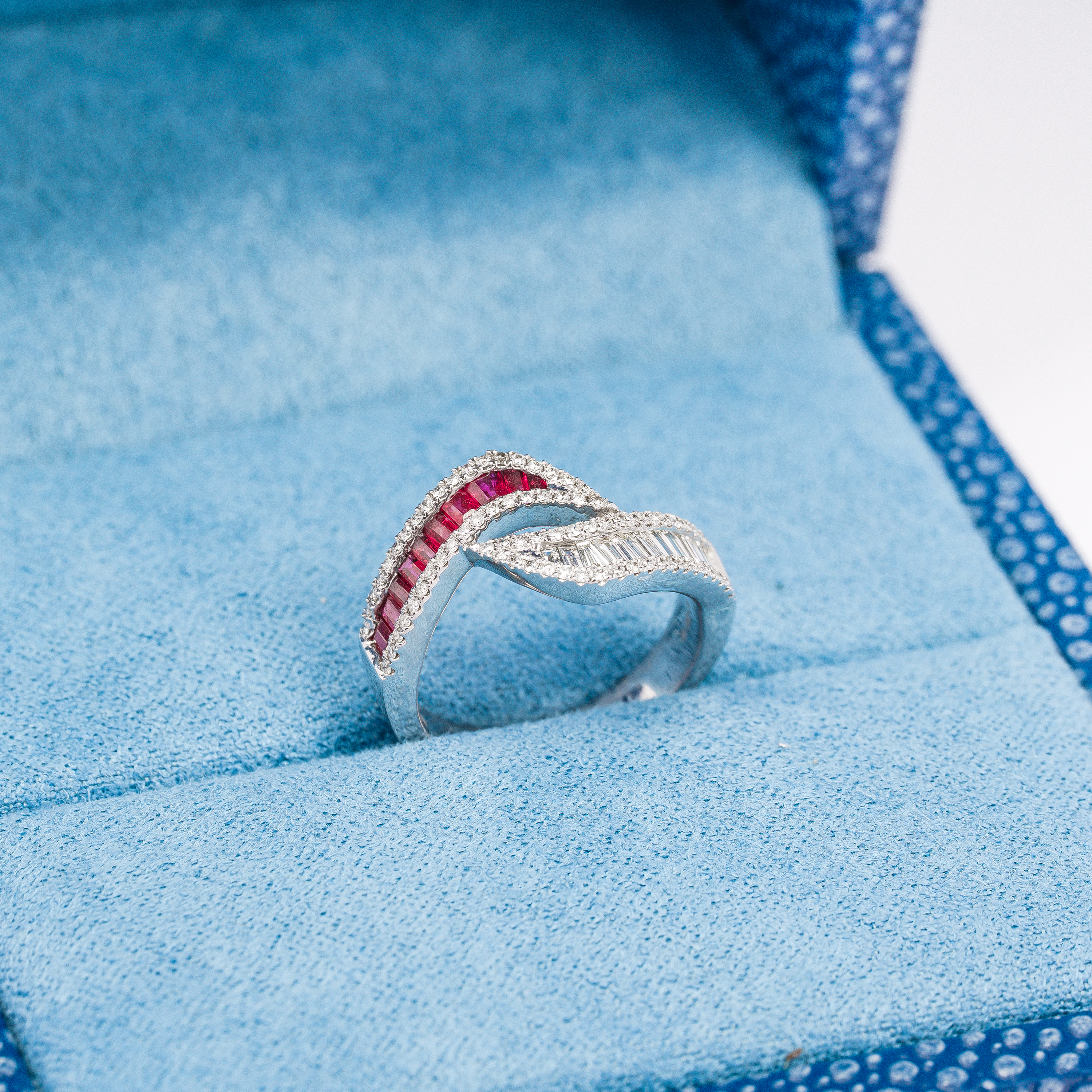 White Gold Ruby and Diamond Ring