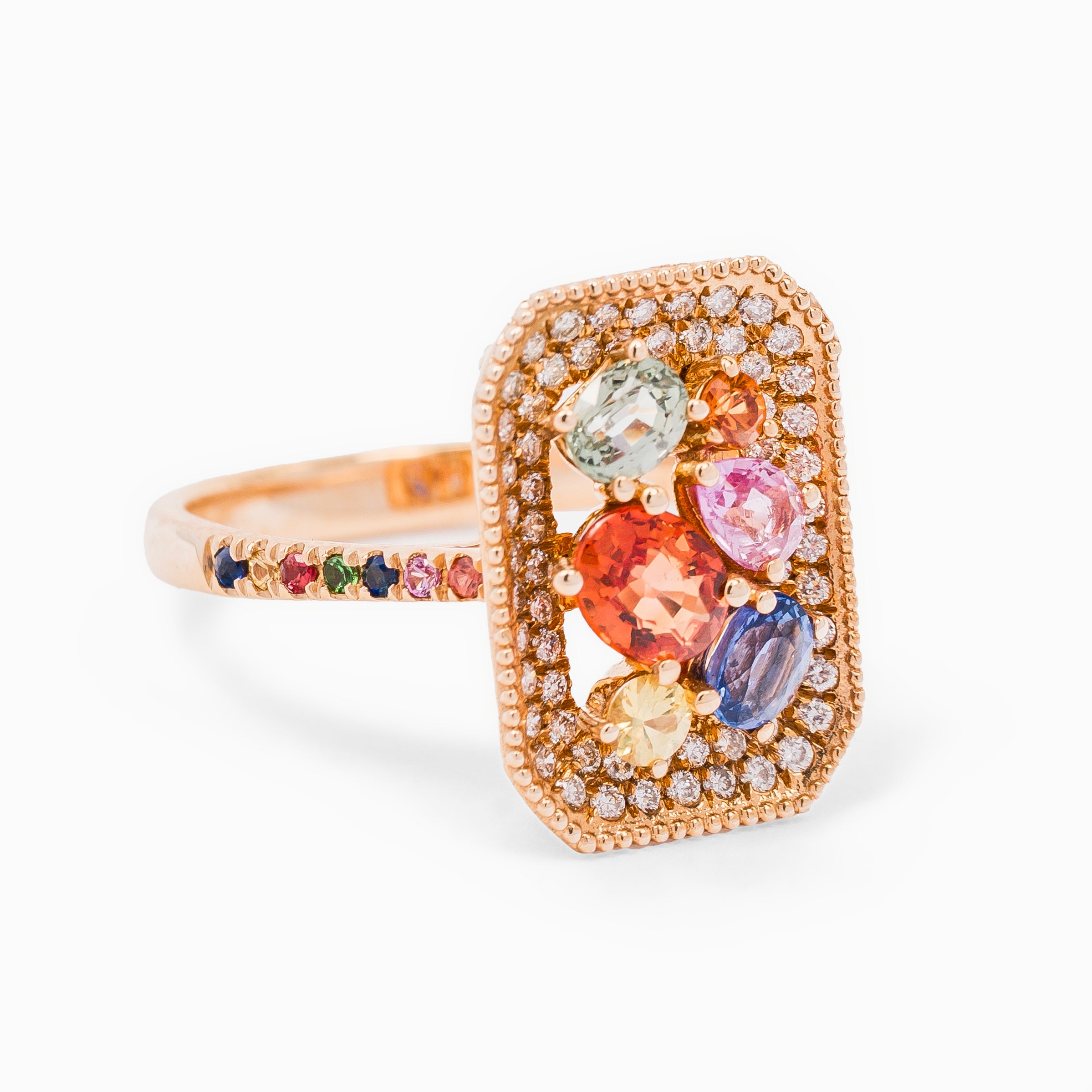 Rose Gold Ring with Sapphire Stones