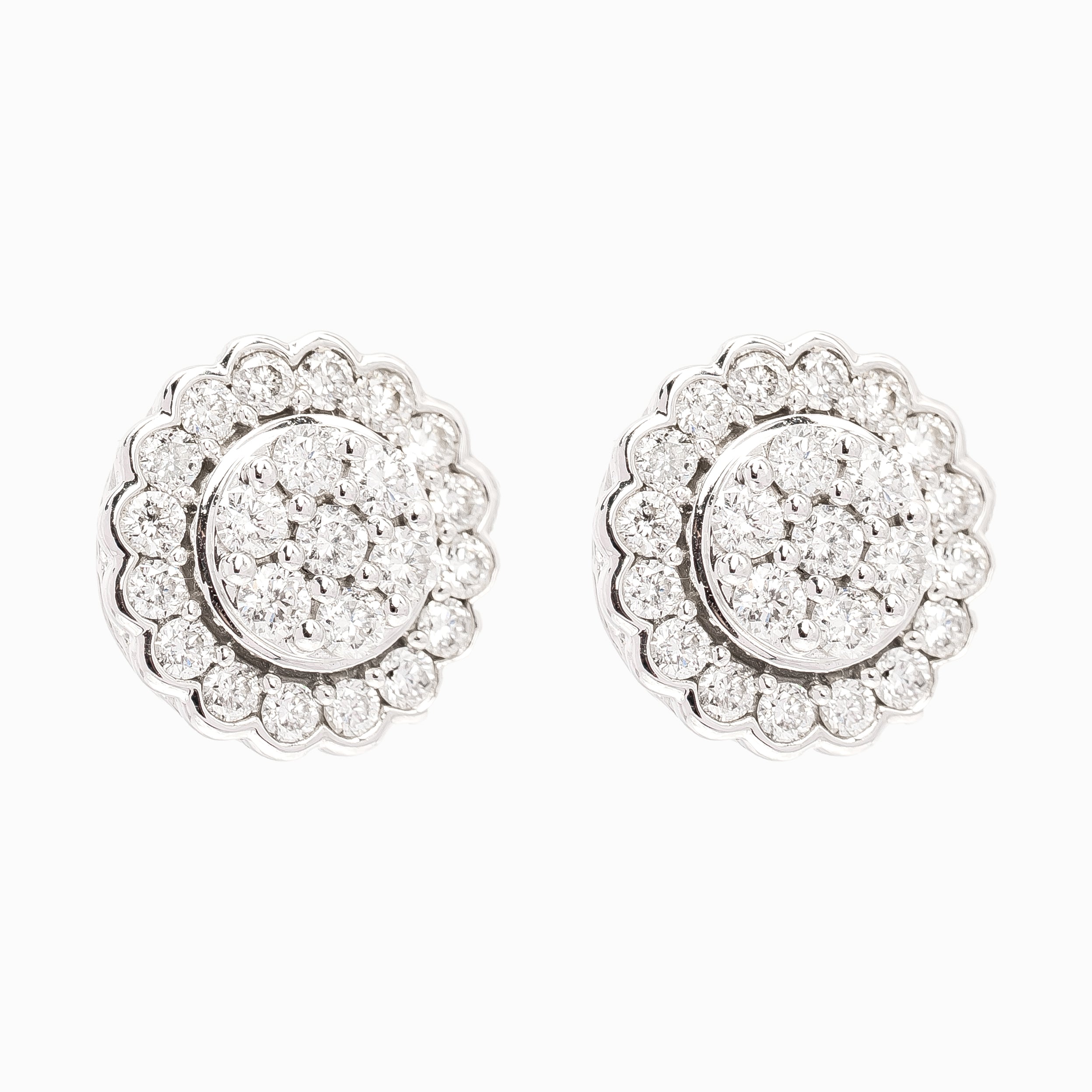 White Gold Stud Earrings with Diamond Only Stones