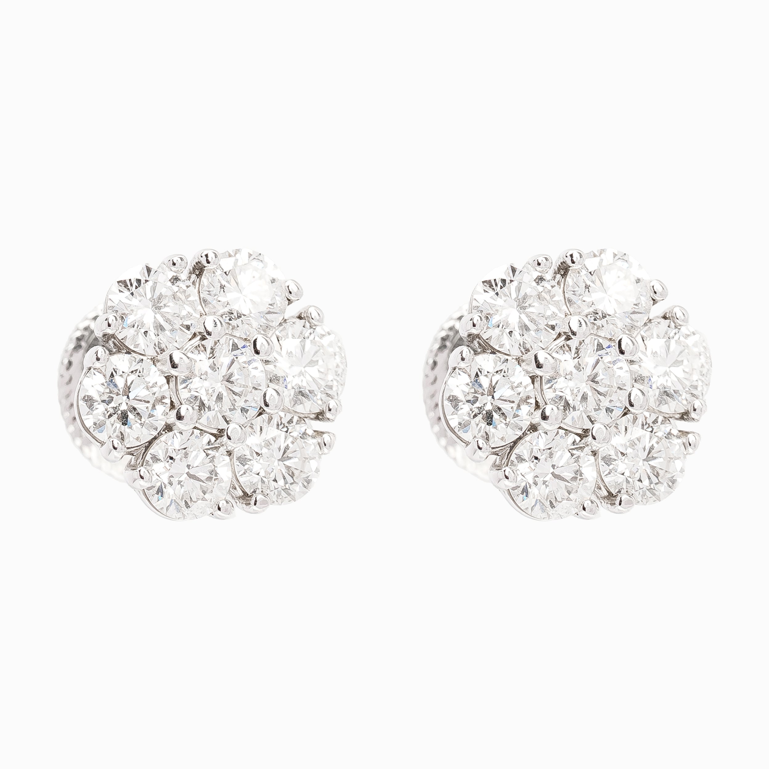 White Gold Stud Earrings with Diamond Only Stones