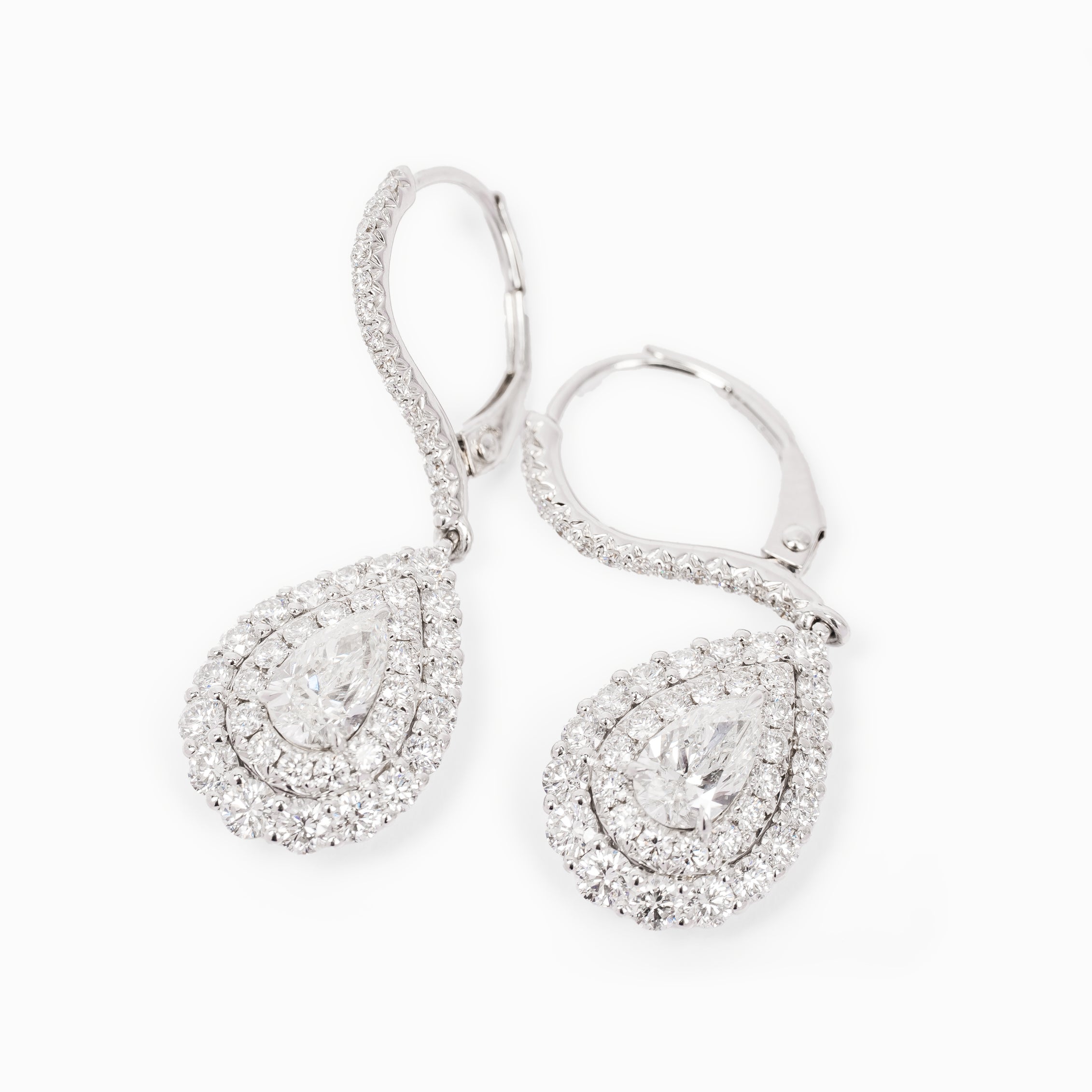 White Gold Drop Earrings with Diamond Only Stones