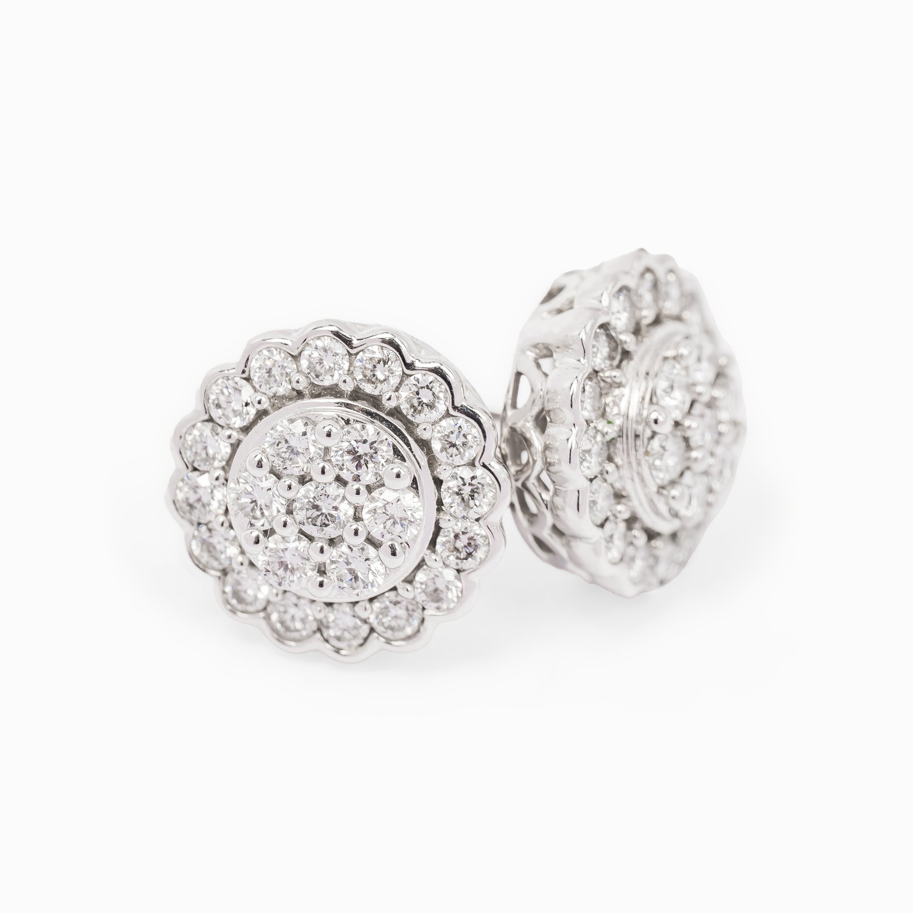 White Gold Stud Earrings with Diamond Only Stones