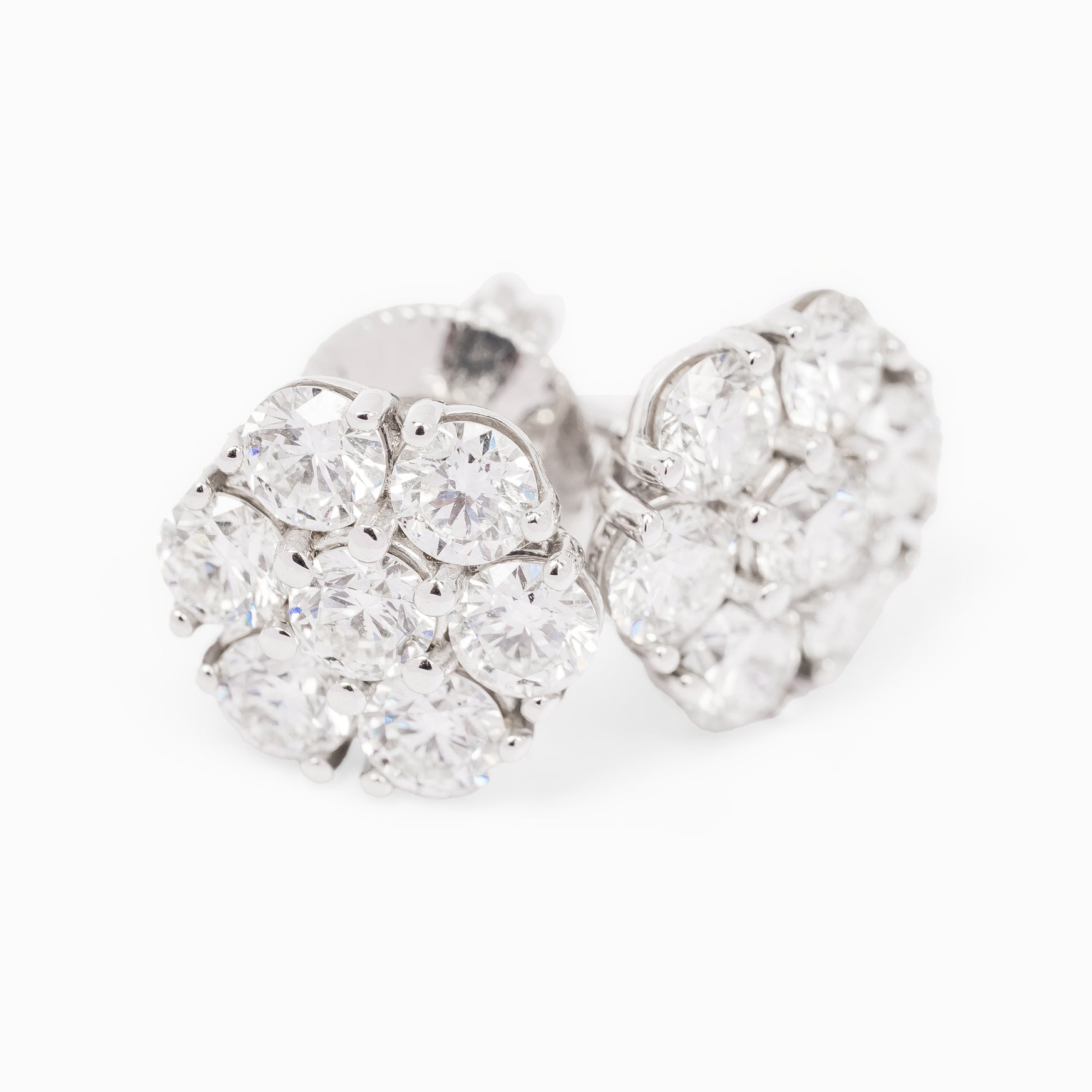 White Gold Stud Earrings with Diamond Only Stones