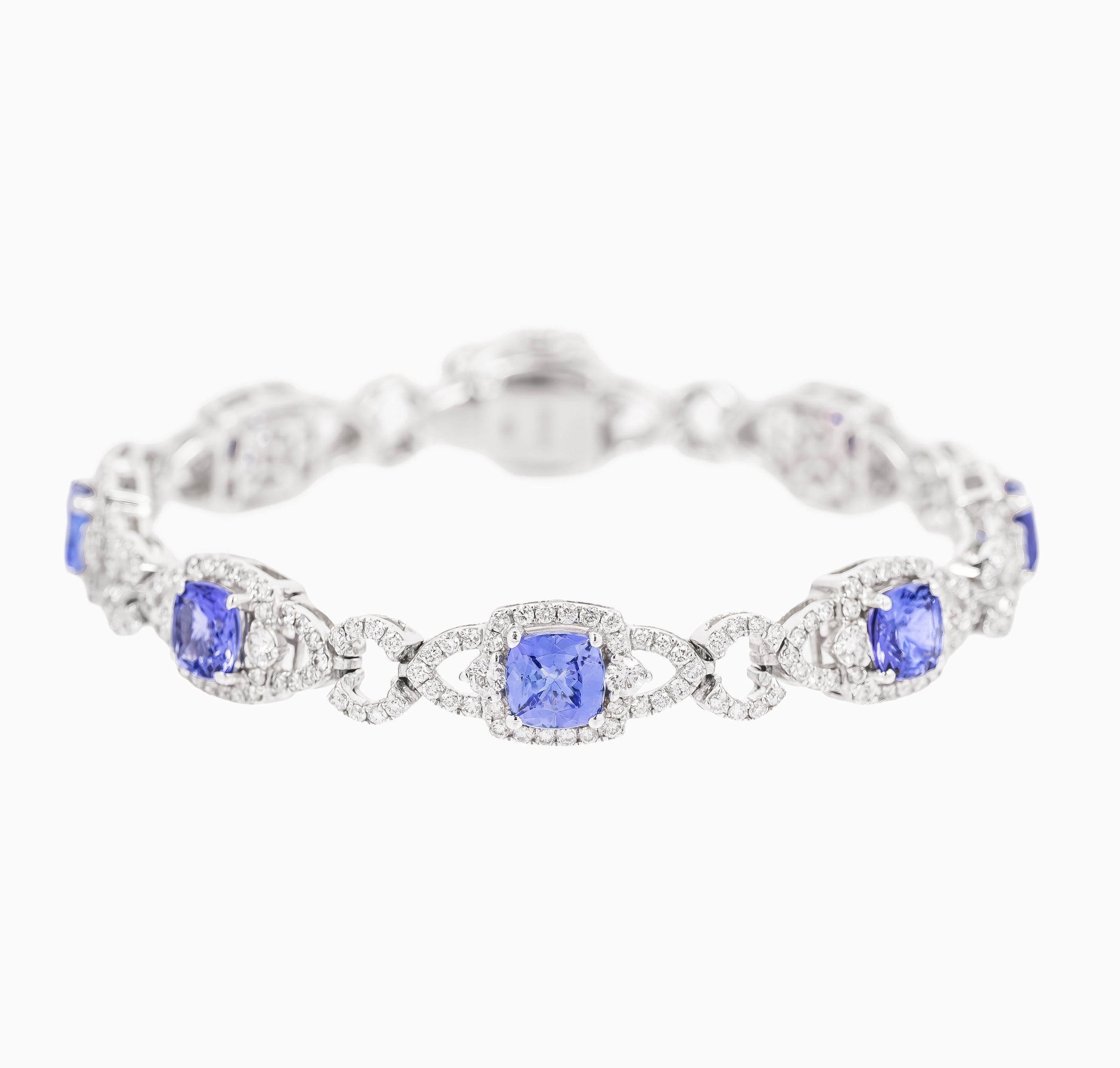 White Gold Gemstone Bracelet with Diamond, Tanzanite Stones