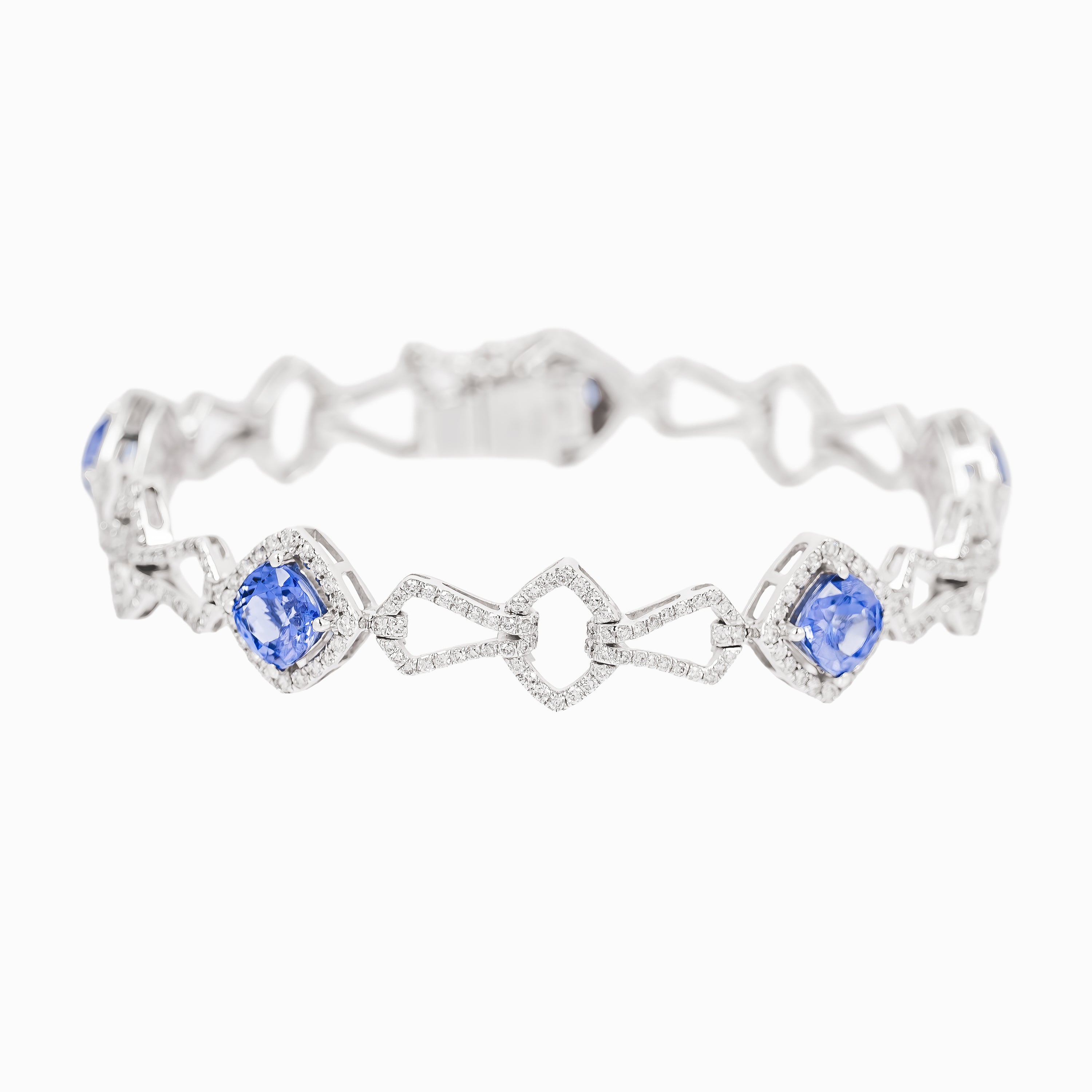 White Gold Gemstone Bracelet with Diamond, Tanzanite Stones