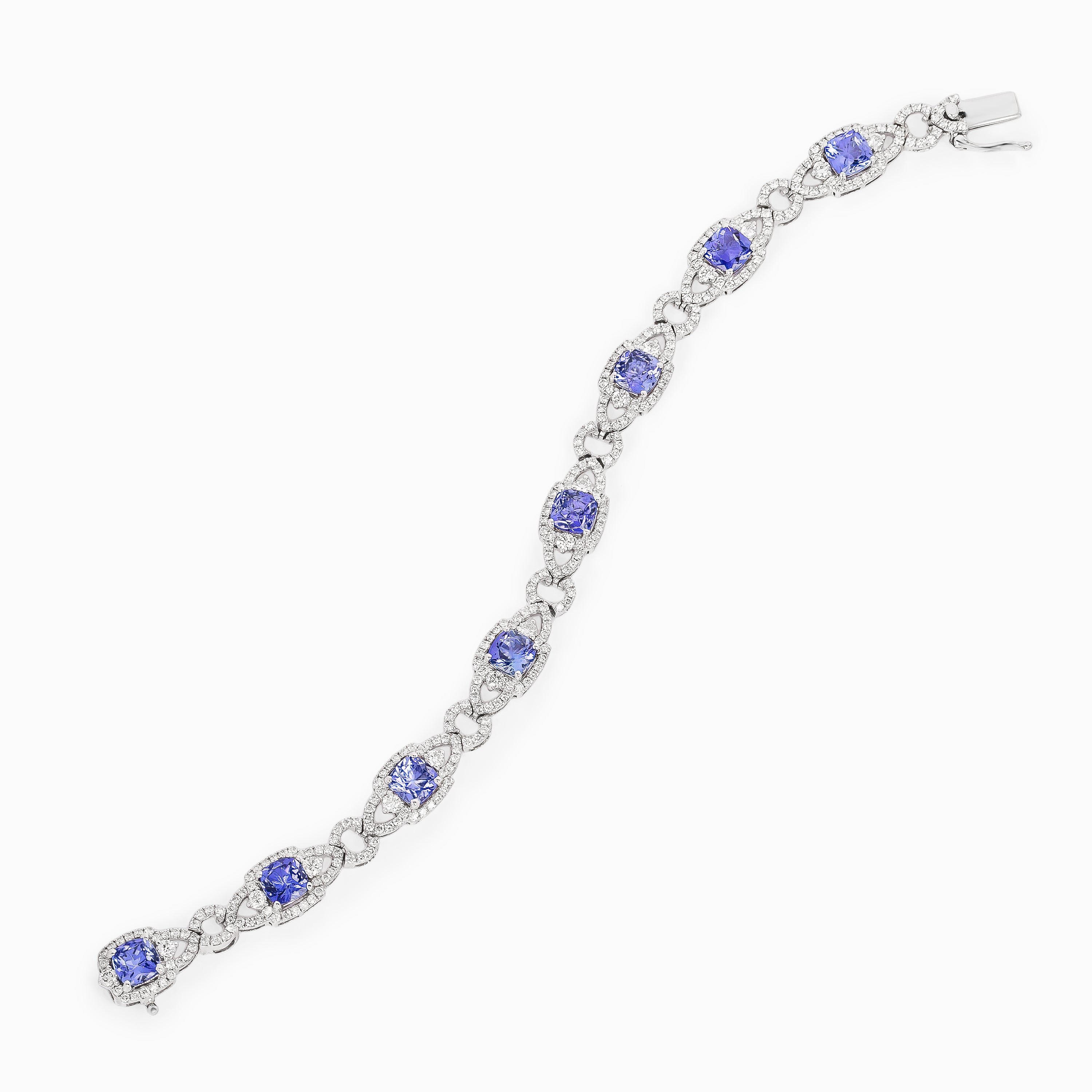 White Gold Gemstone Bracelet with Diamond, Tanzanite Stones