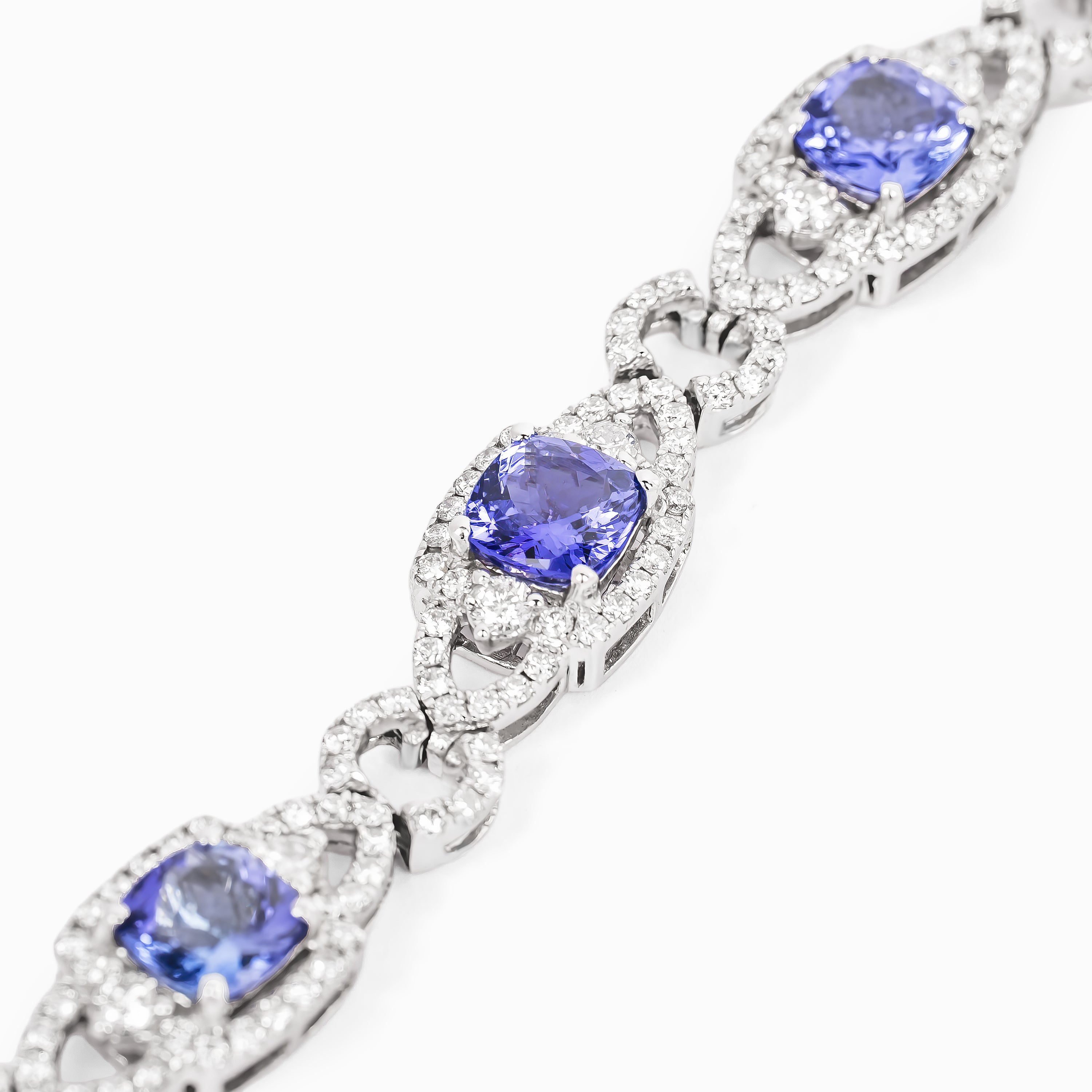 White Gold Gemstone Bracelet with Diamond, Tanzanite Stones