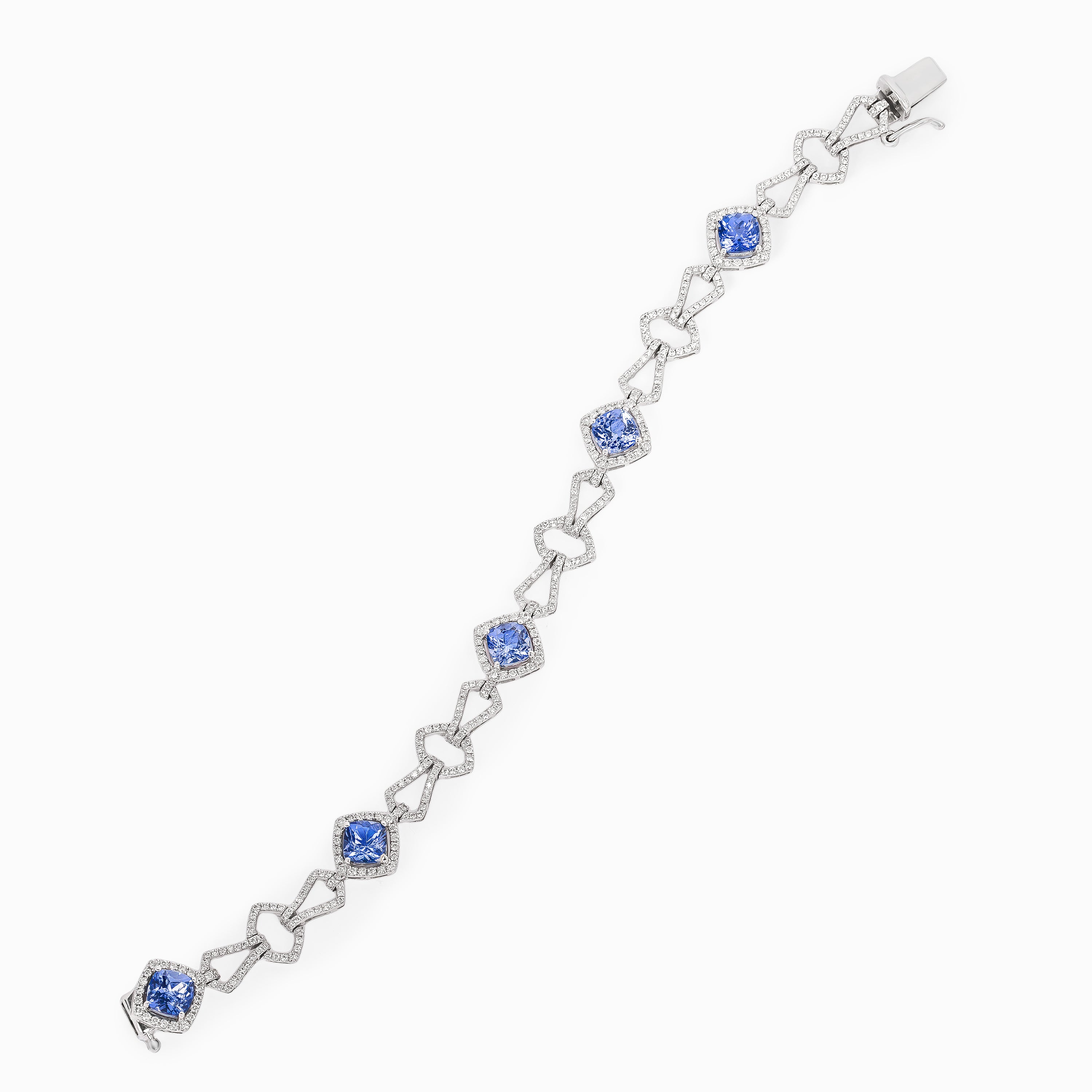 White Gold Gemstone Bracelet with Diamond, Tanzanite Stones
