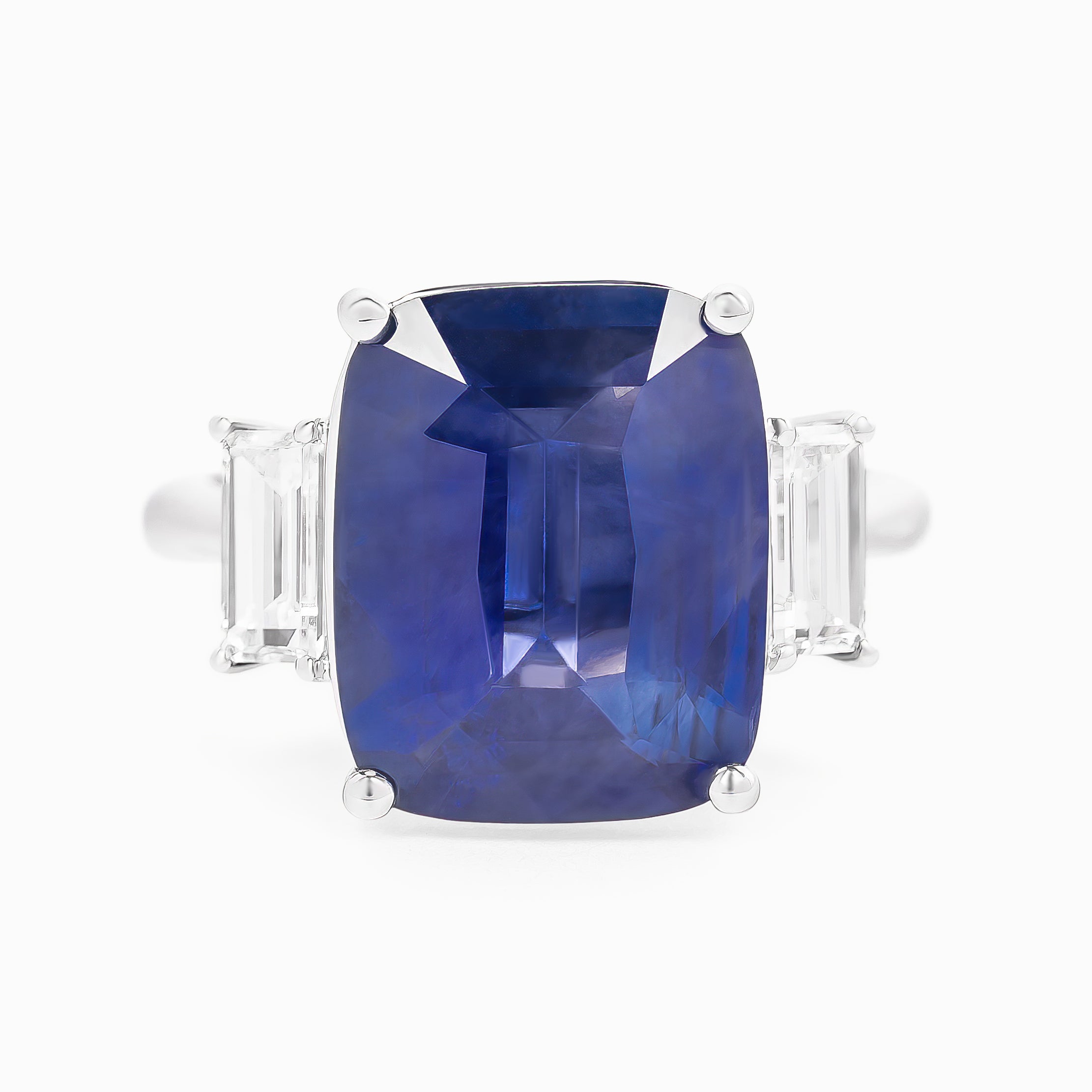 White Gold Ring with Diamond, Sapphire Stones