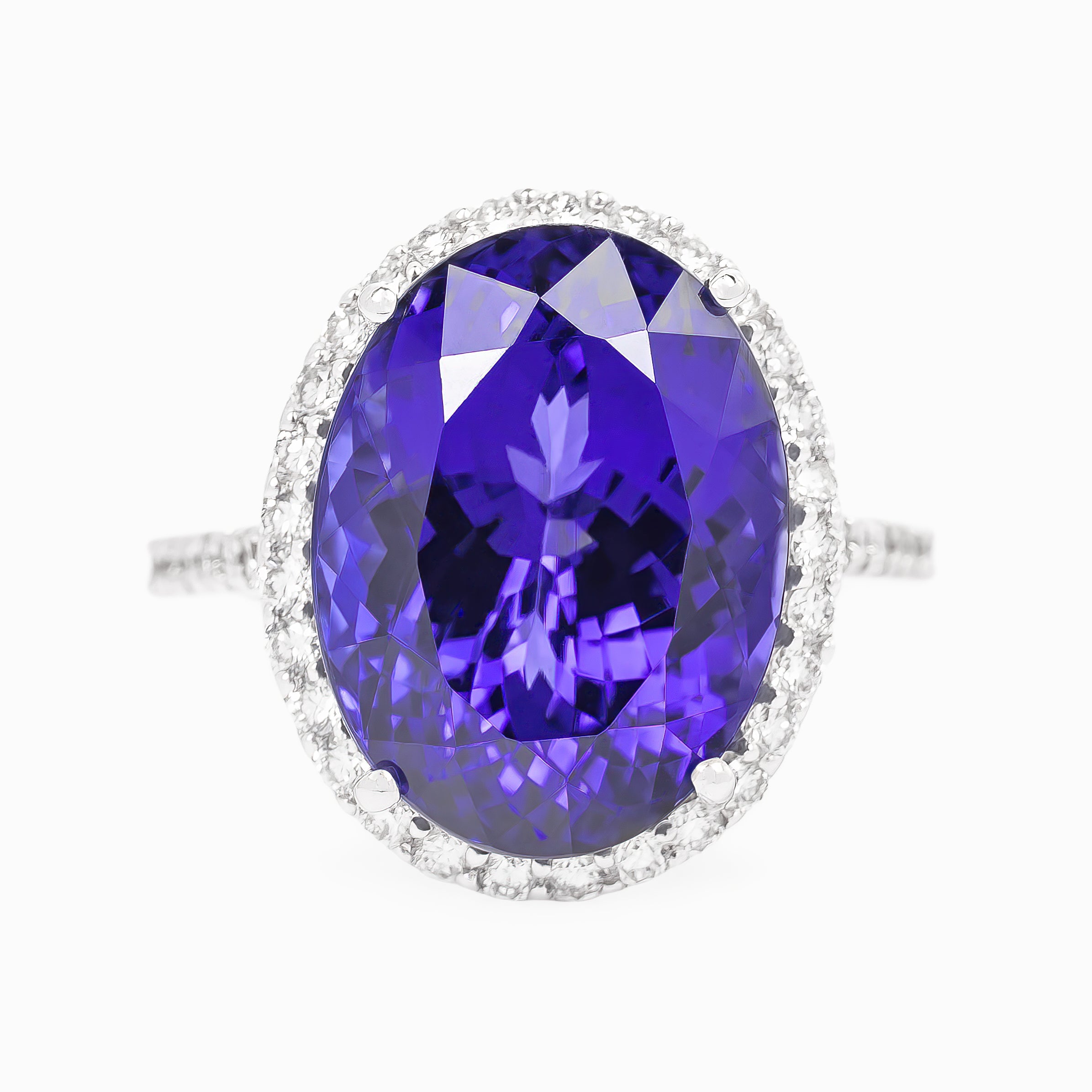 White Gold Ring with Diamond, Tanzanite Stones