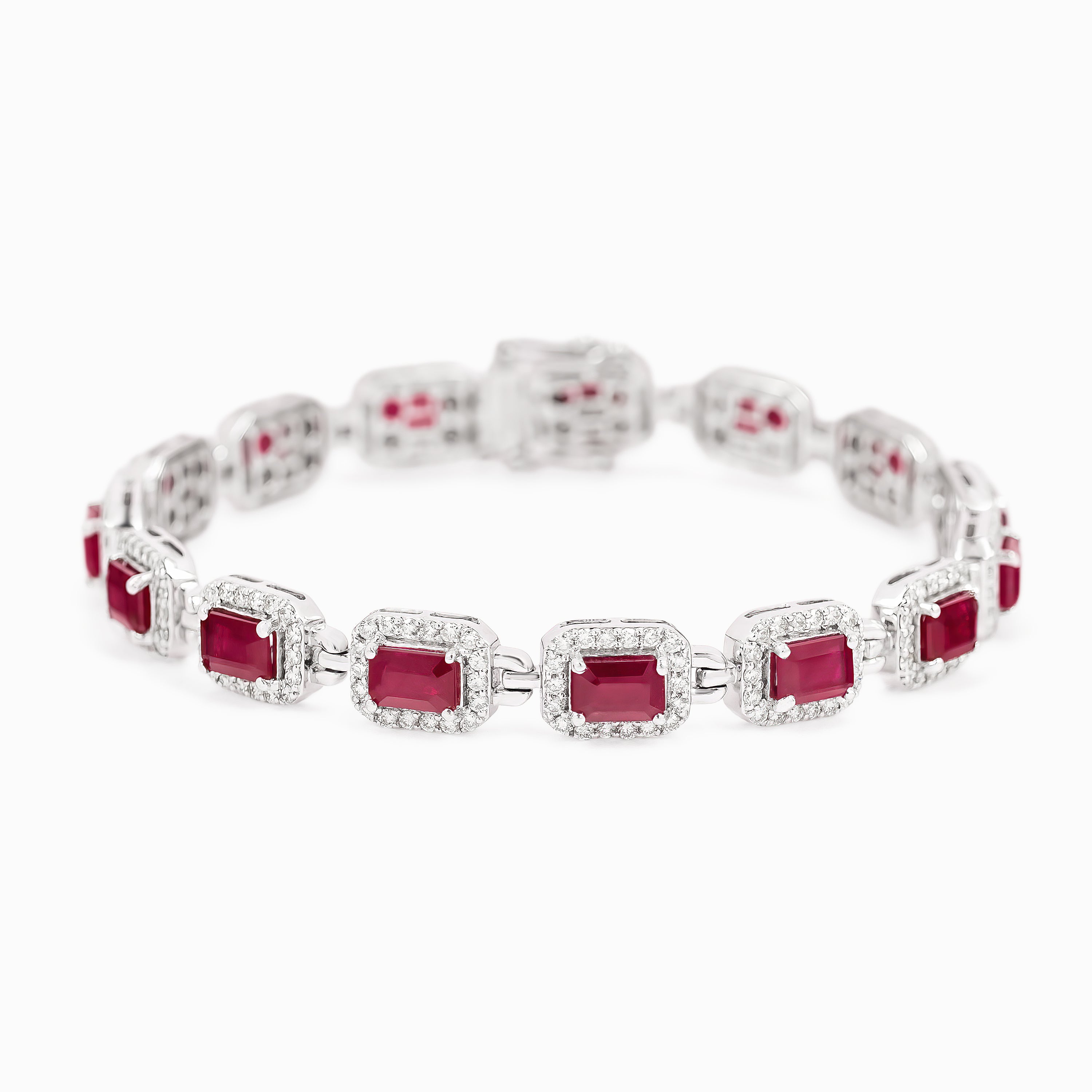 White Gold Gemstone Bracelet with Diamond, Ruby Stones