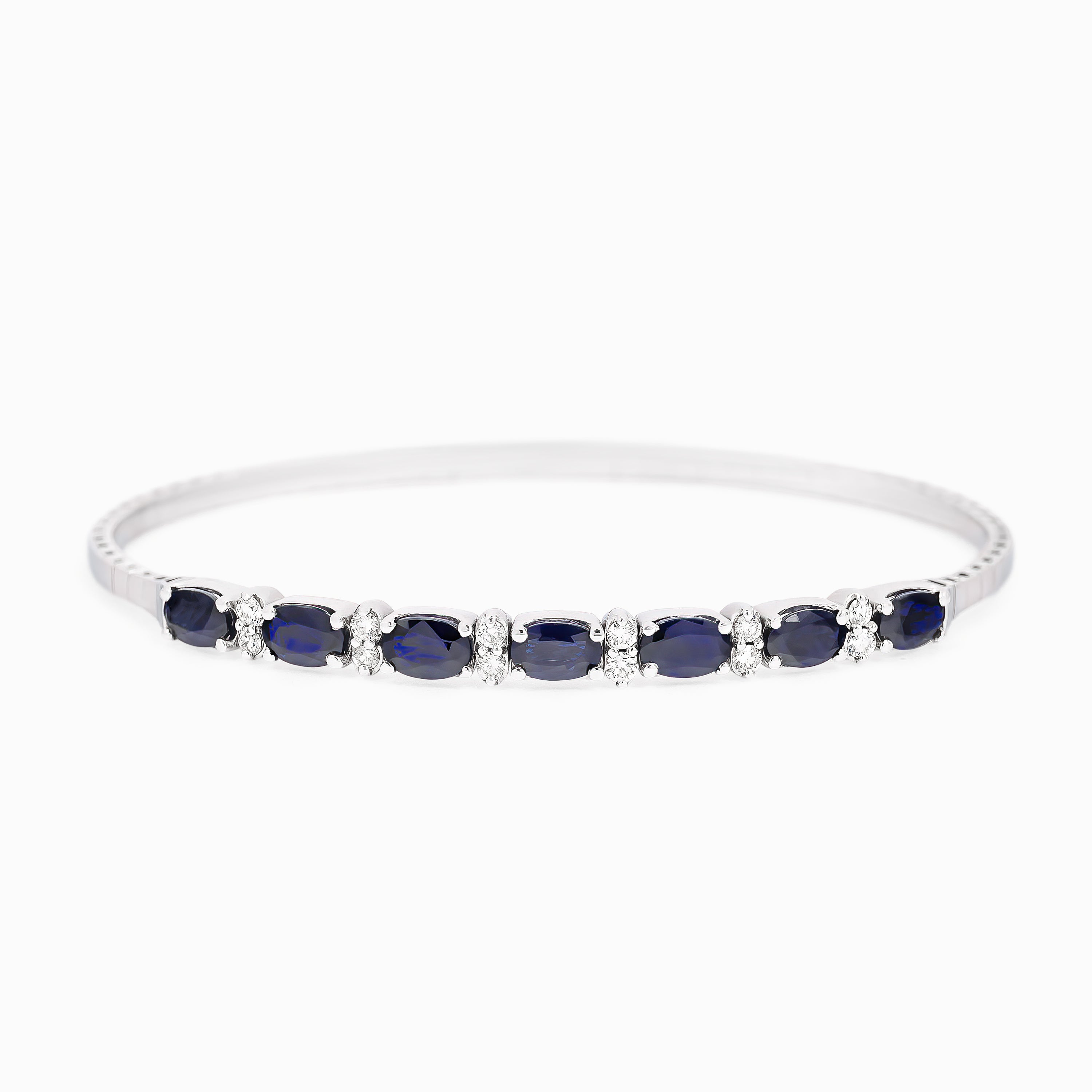 White Gold Bangle Bracelet with Diamond, Sapphire Stones