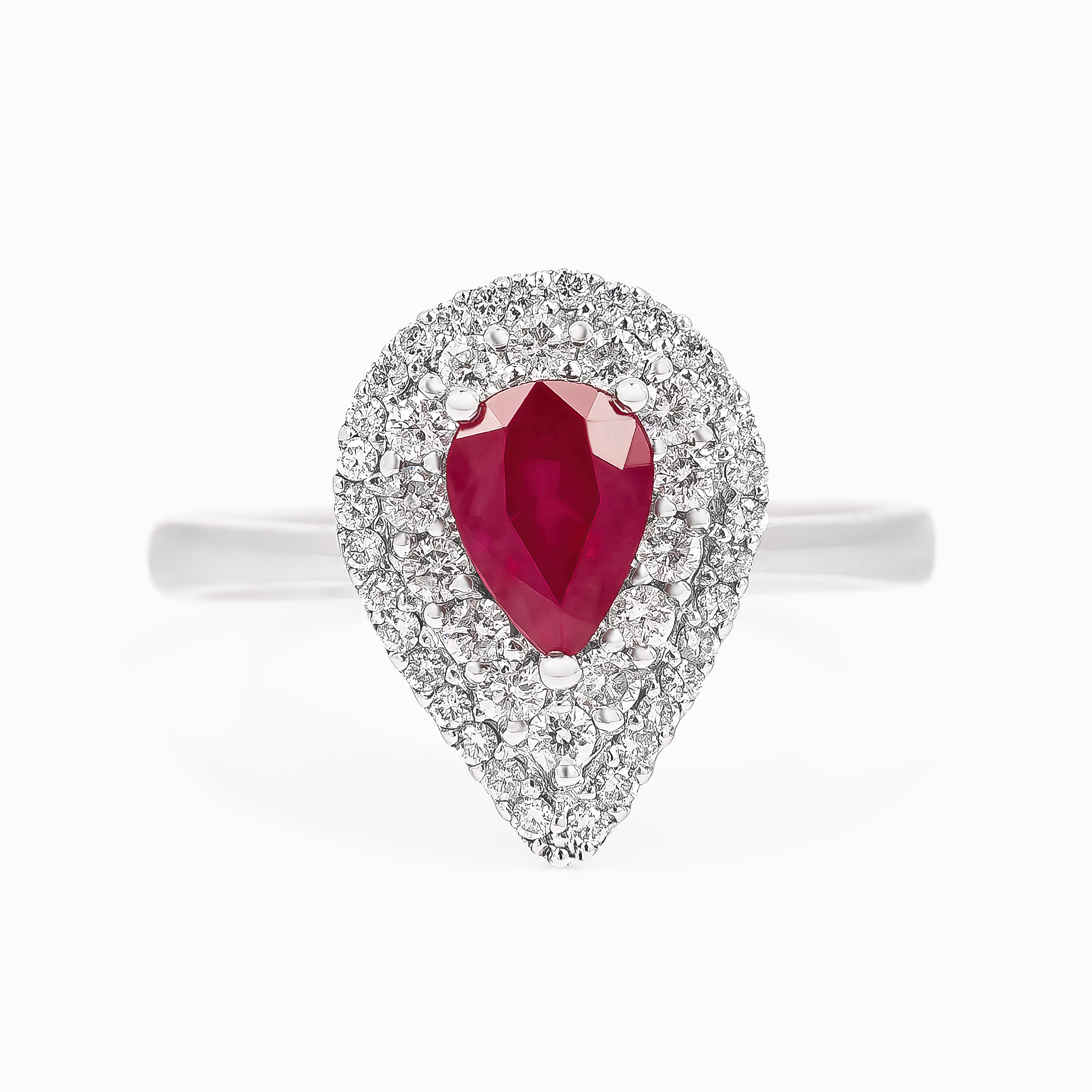 White Gold Ring with Diamond, Ruby Stones