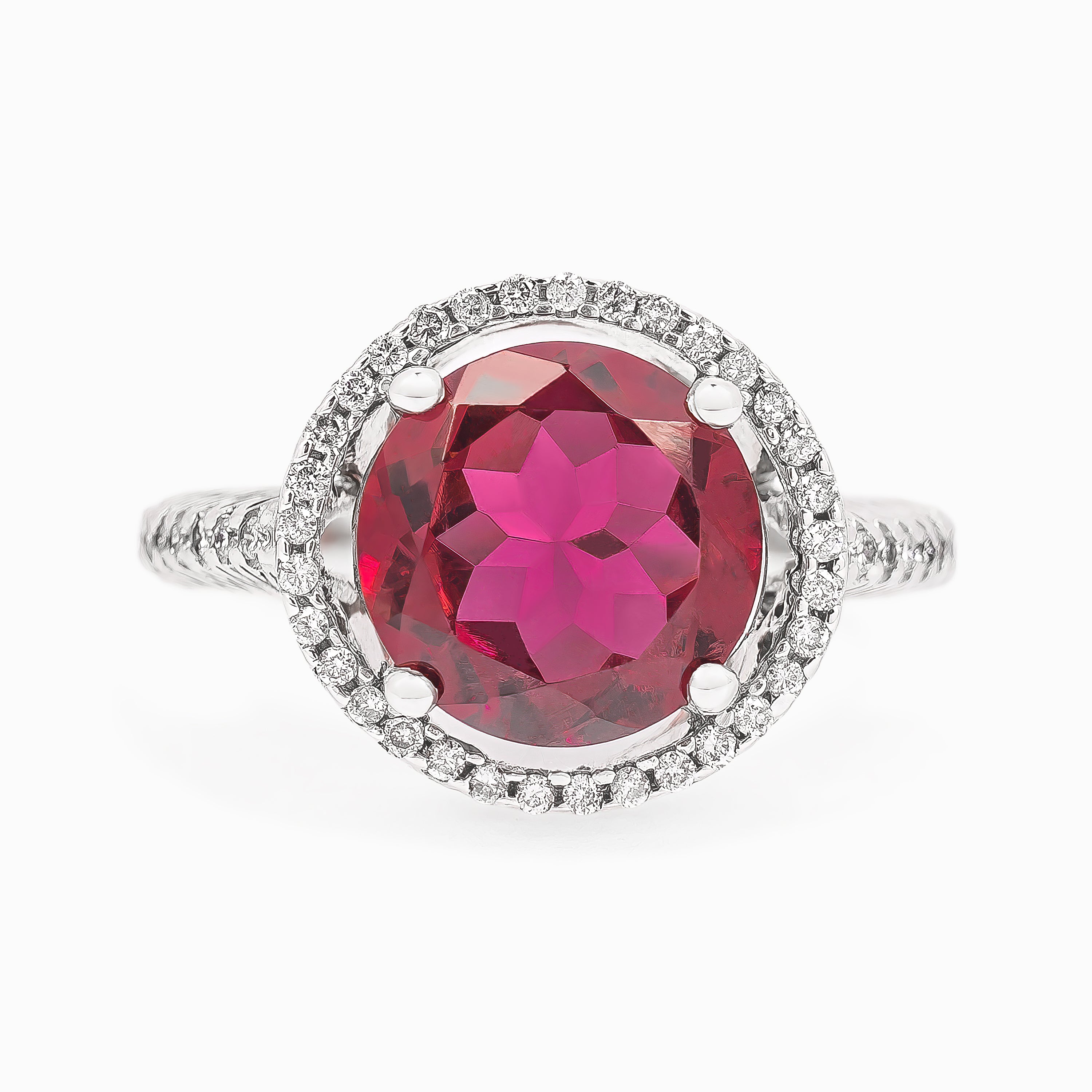 White Gold Ring with Diamond, Ruby Stones