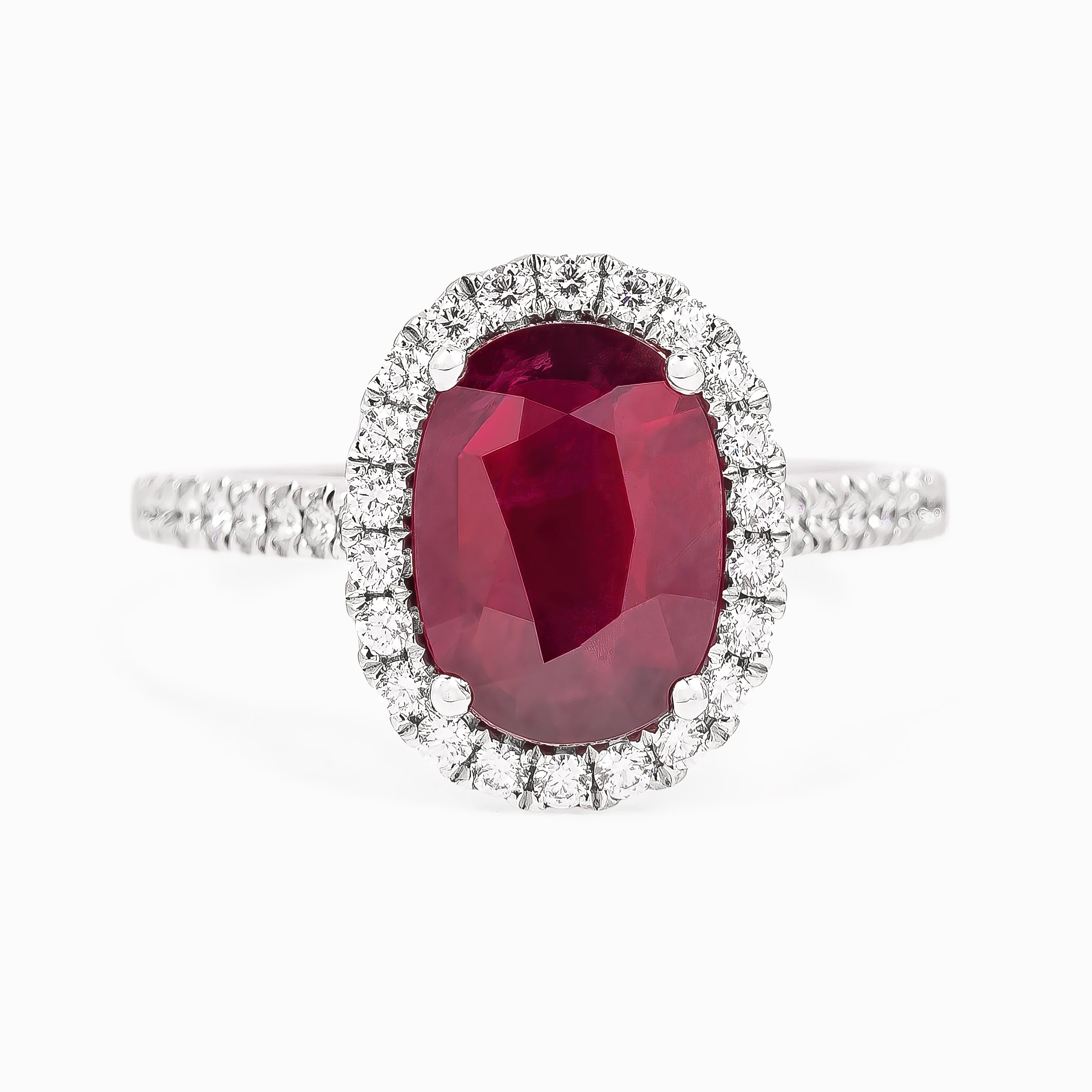 White Gold Ring with Diamond, Ruby Stones