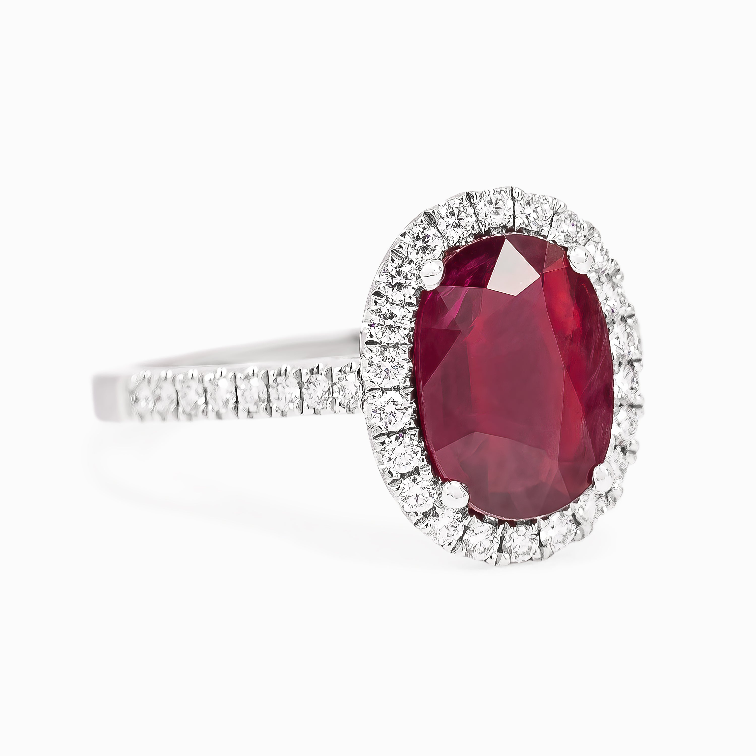 White Gold Ring with Diamond, Ruby Stones