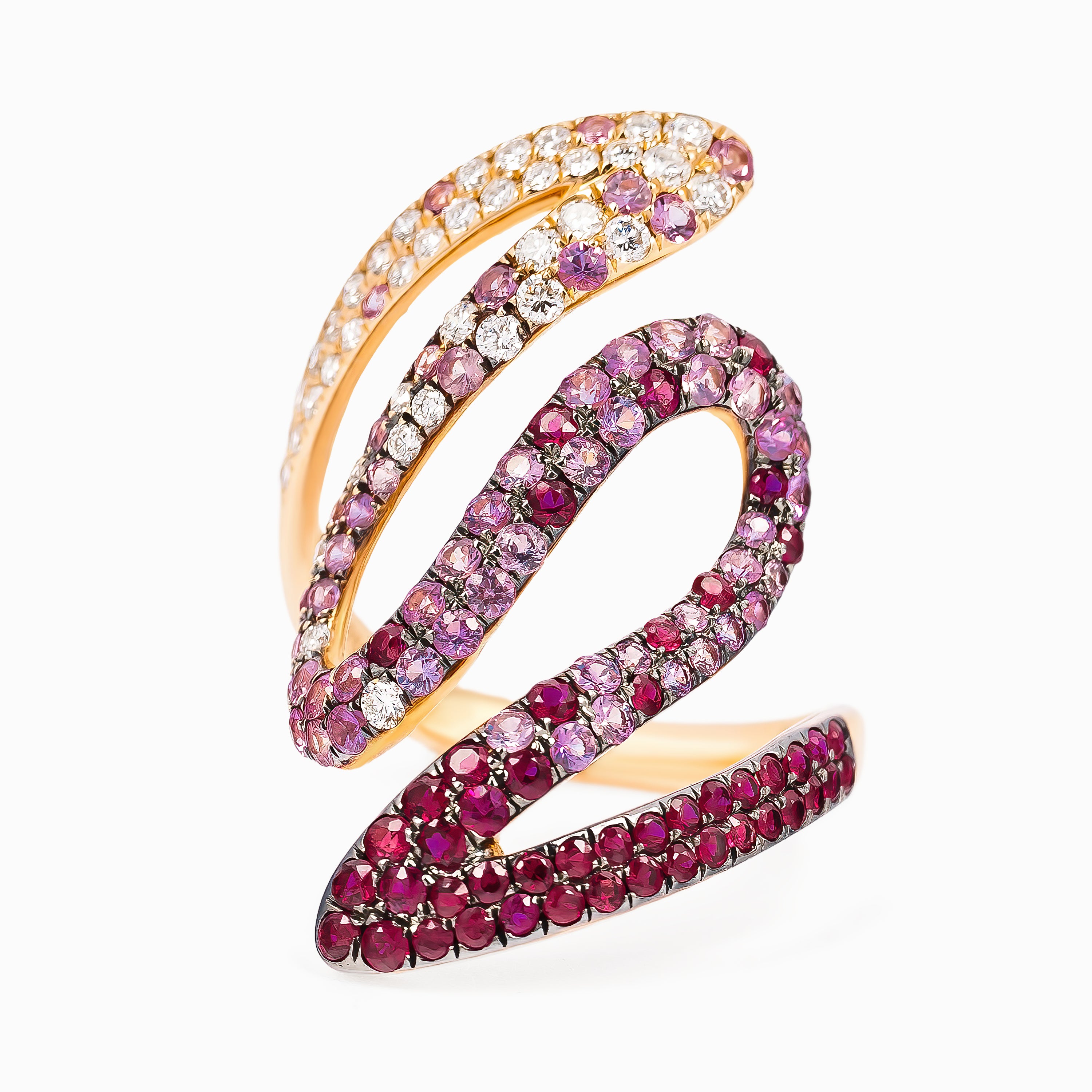 Rose Gold Ring with Diamond, Peridot, Sapphire Stones