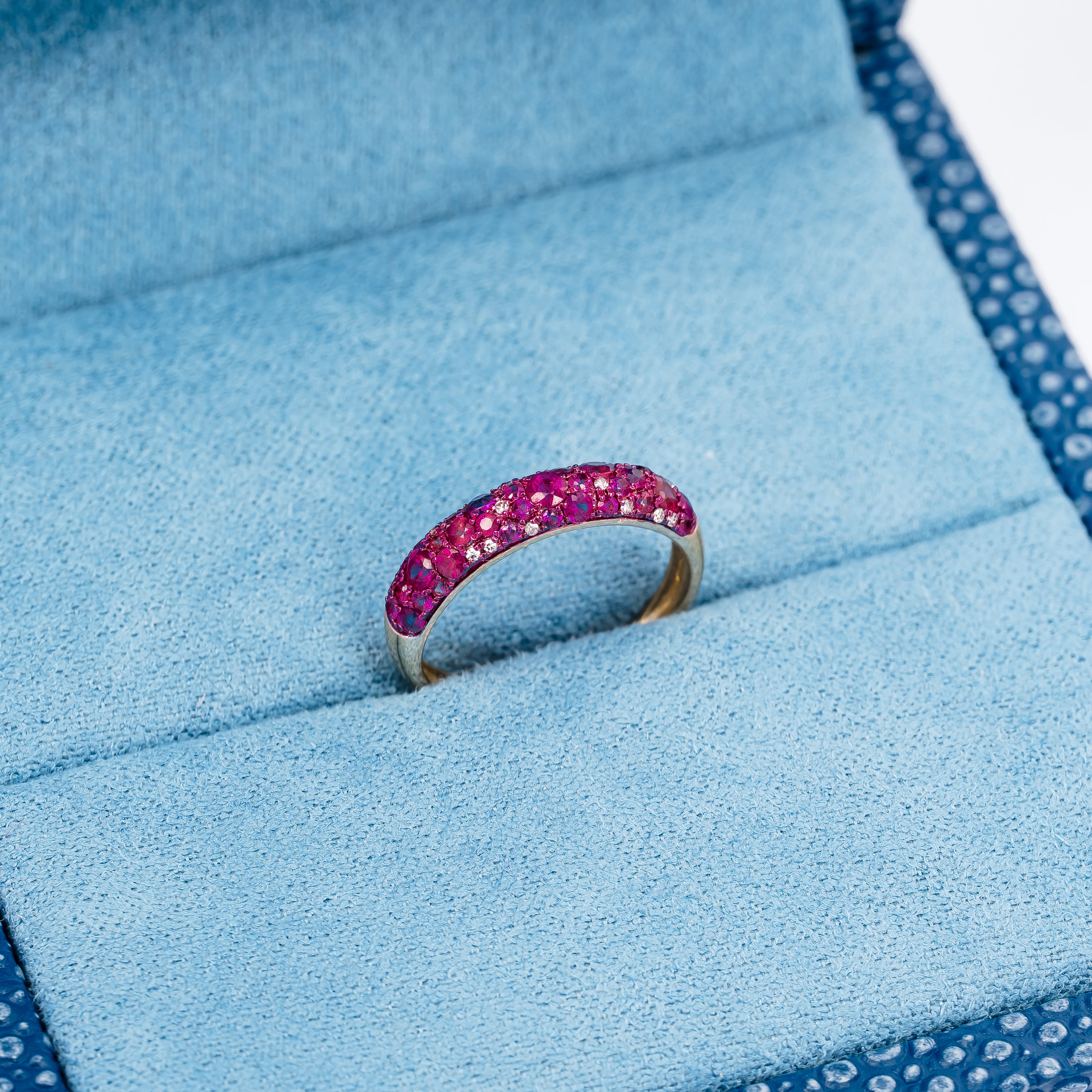 Yellow Gold Ring with Diamond, Ruby Stones