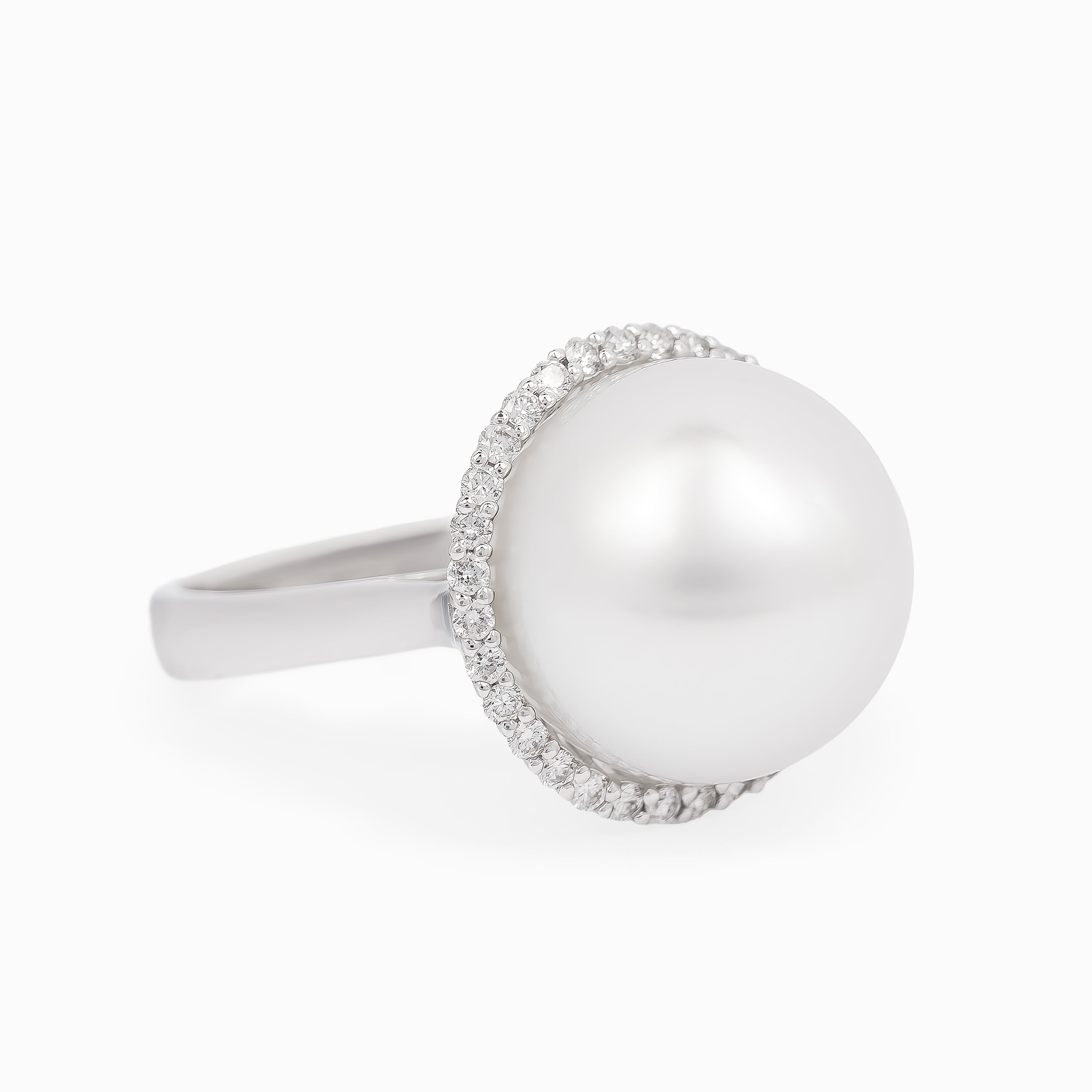 White Gold Ring with Pearl Stones
