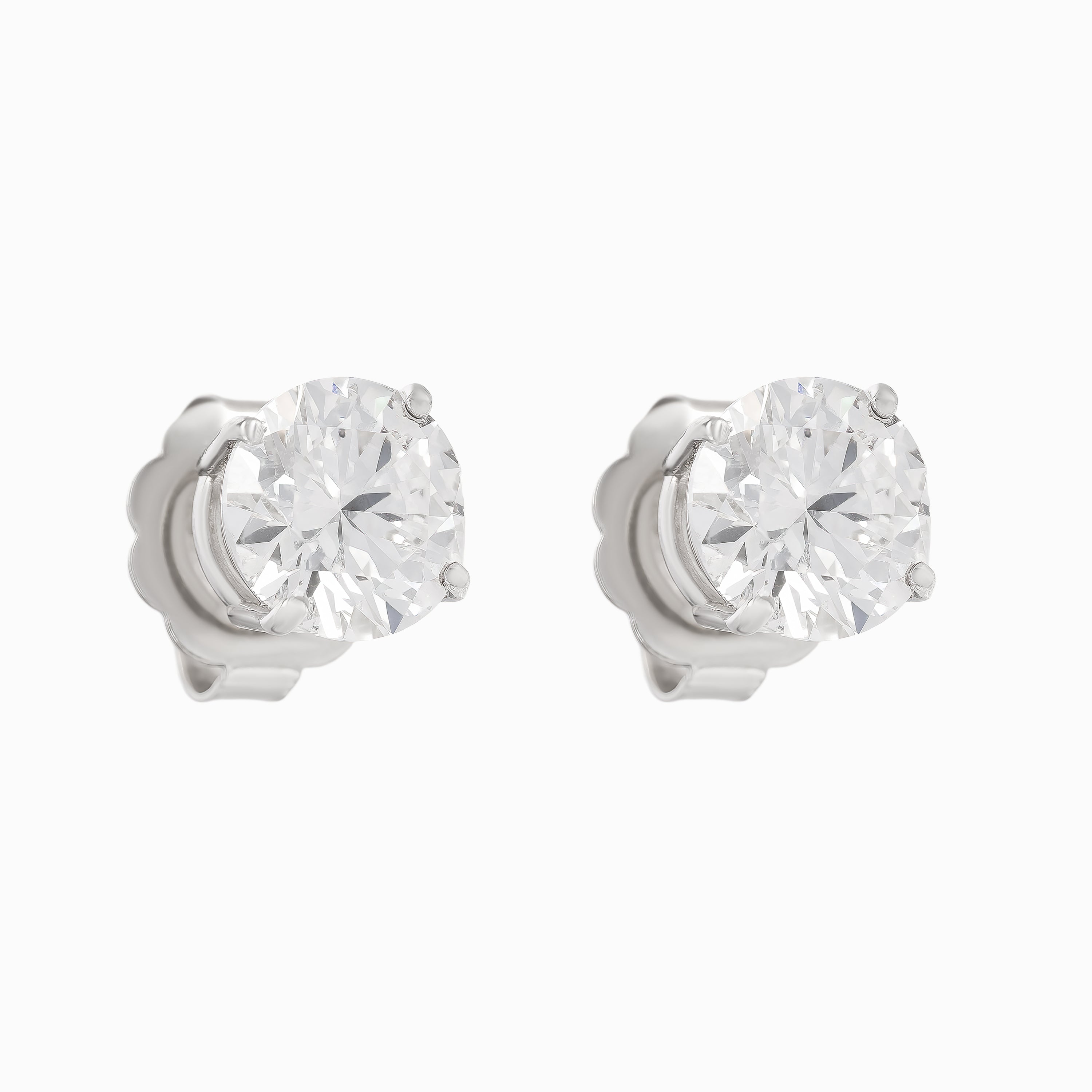 White Gold Stud Earrings with Diamond Only Stones