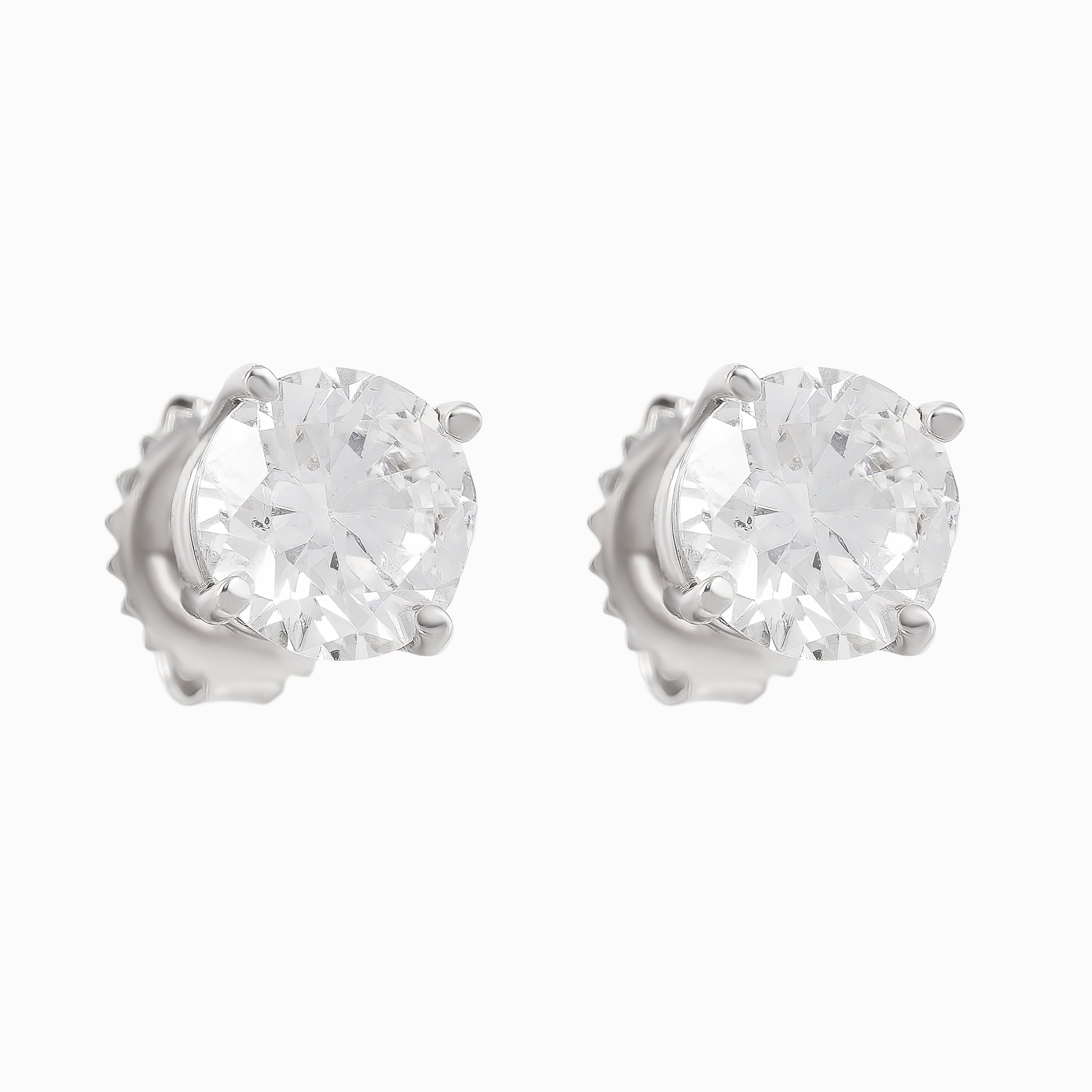 White Gold Stud Earrings with Diamond Only Stones