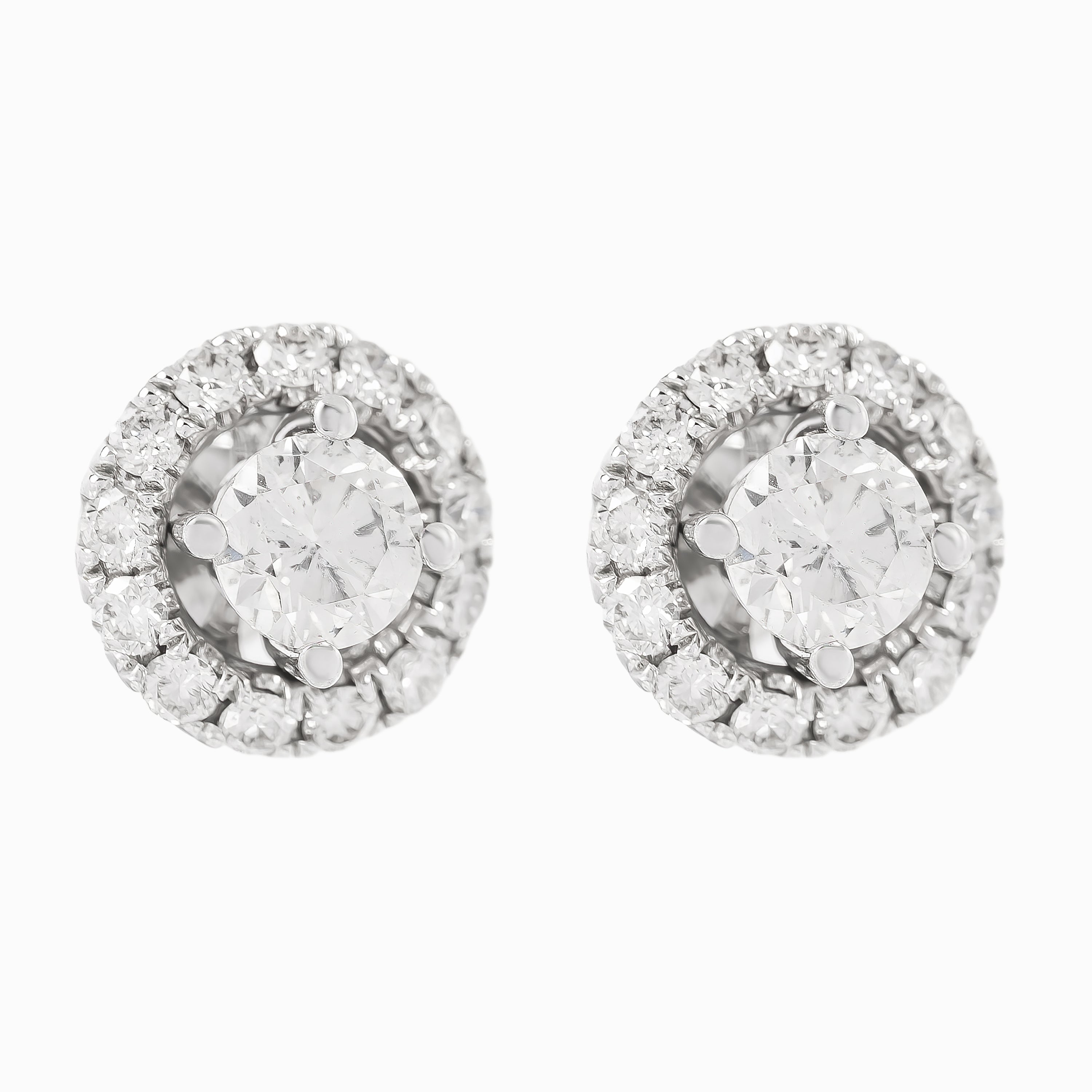White Gold Stud Earrings with Diamond Only Stones