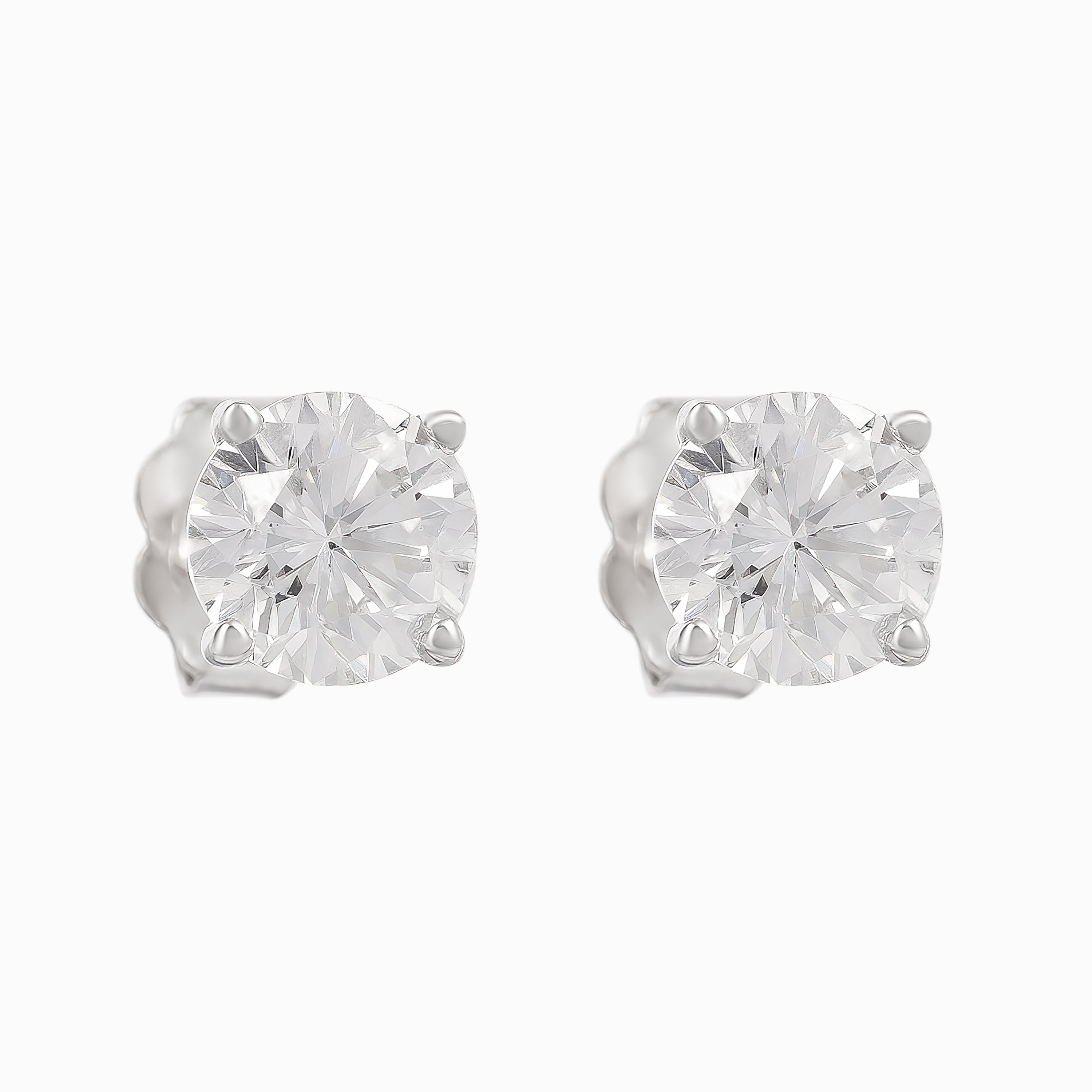 White Gold Stud Earrings with Diamond Only Stones