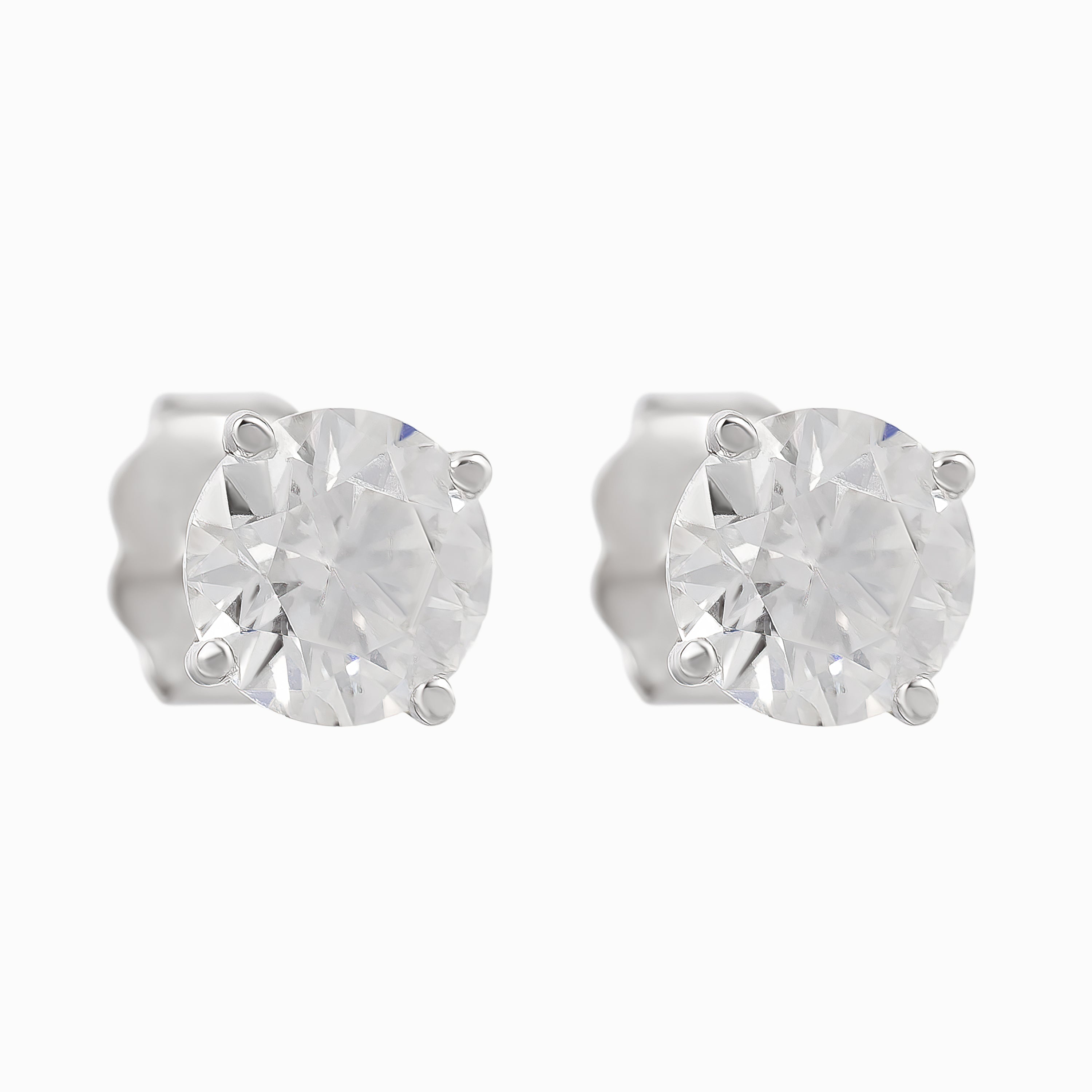 White Gold Stud Earrings with Diamond Only Stones