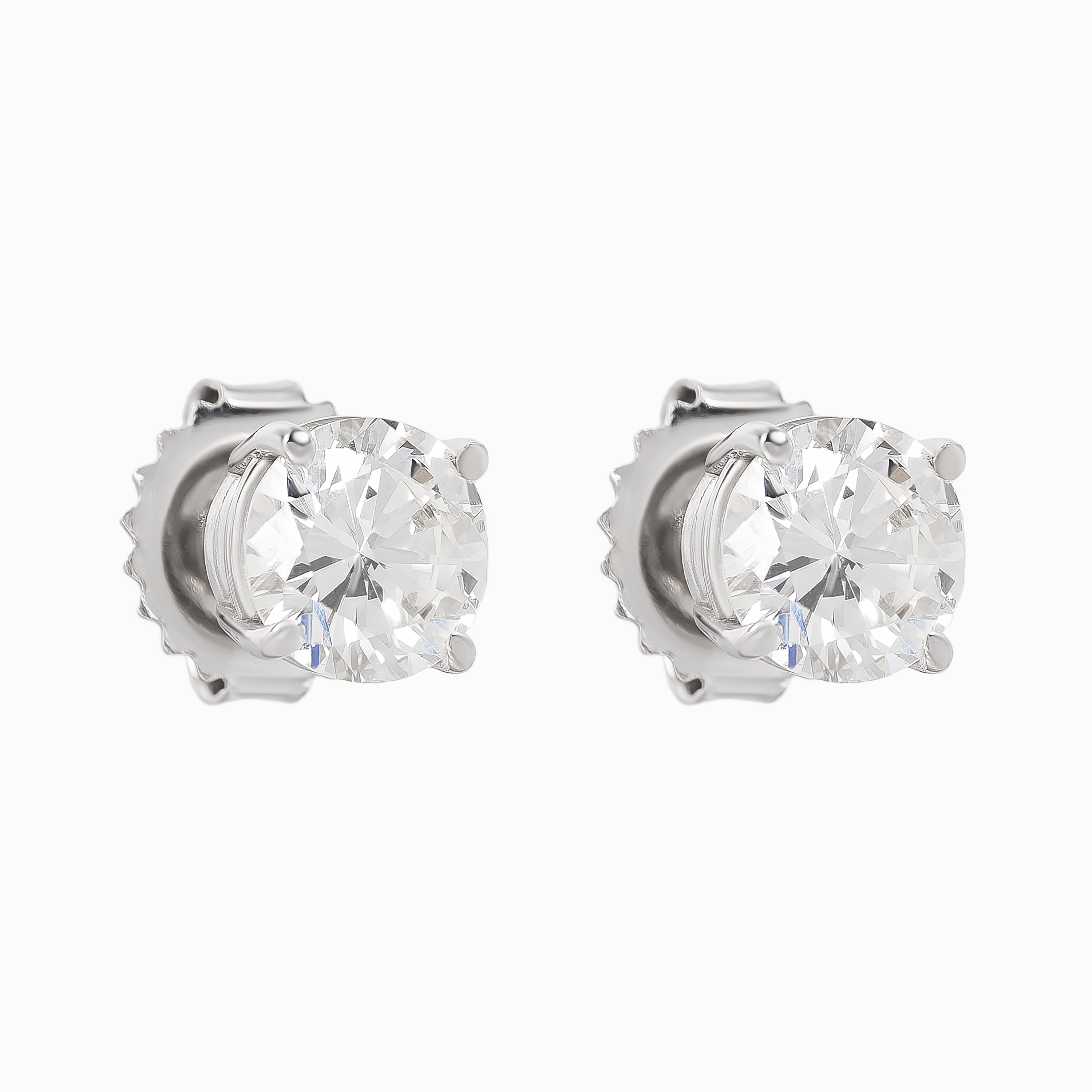 White Gold Stud Earrings with Diamond Only Stones