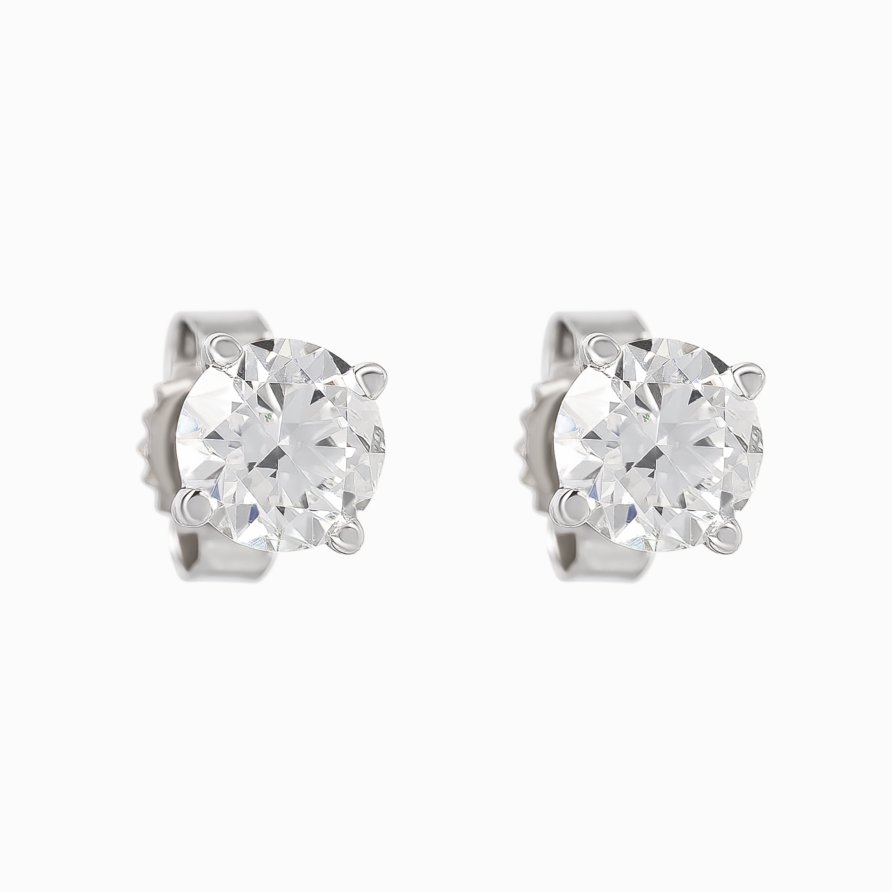 White Gold Stud Earrings with Diamond Only Stones