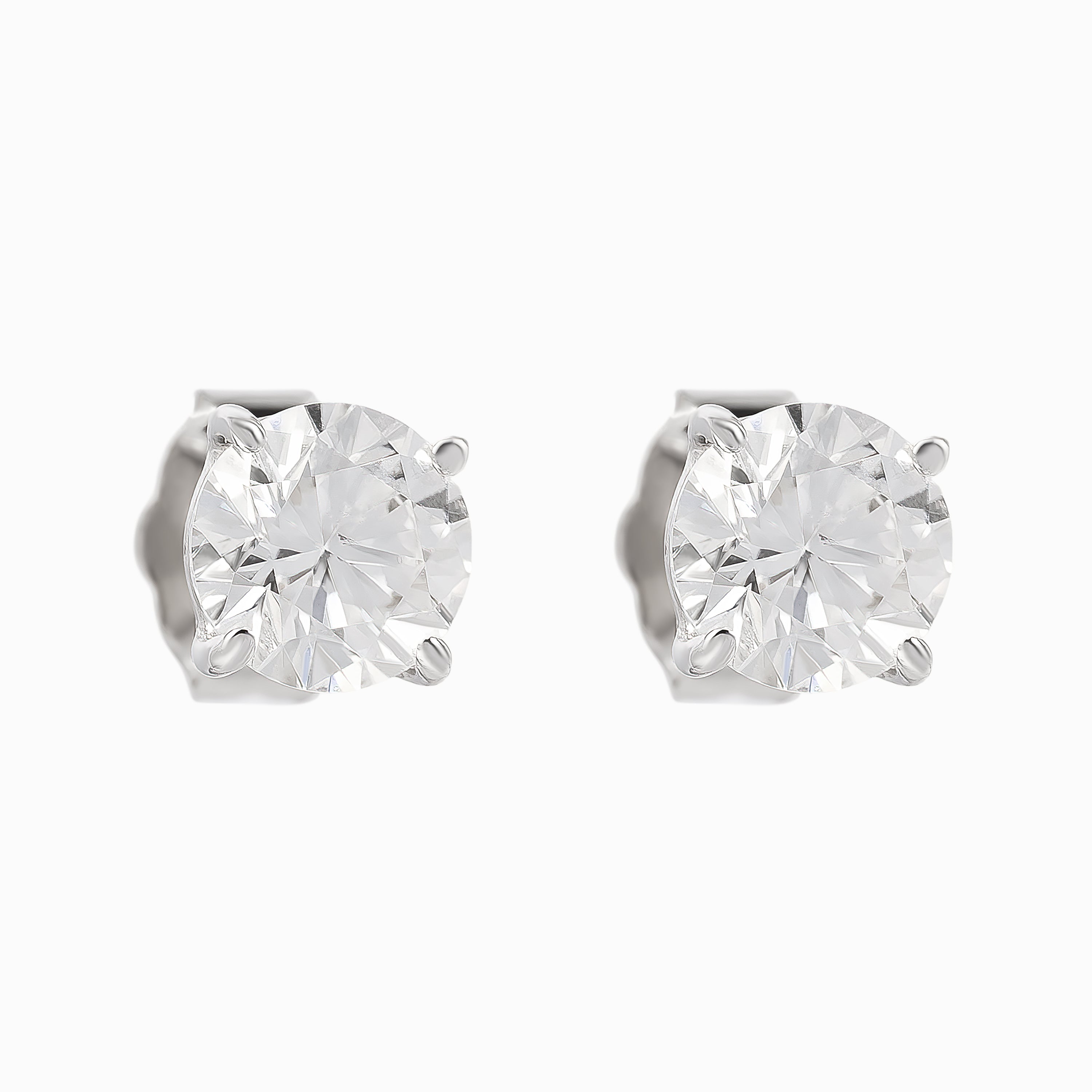 White Gold Stud Earrings with Diamond Only Stones