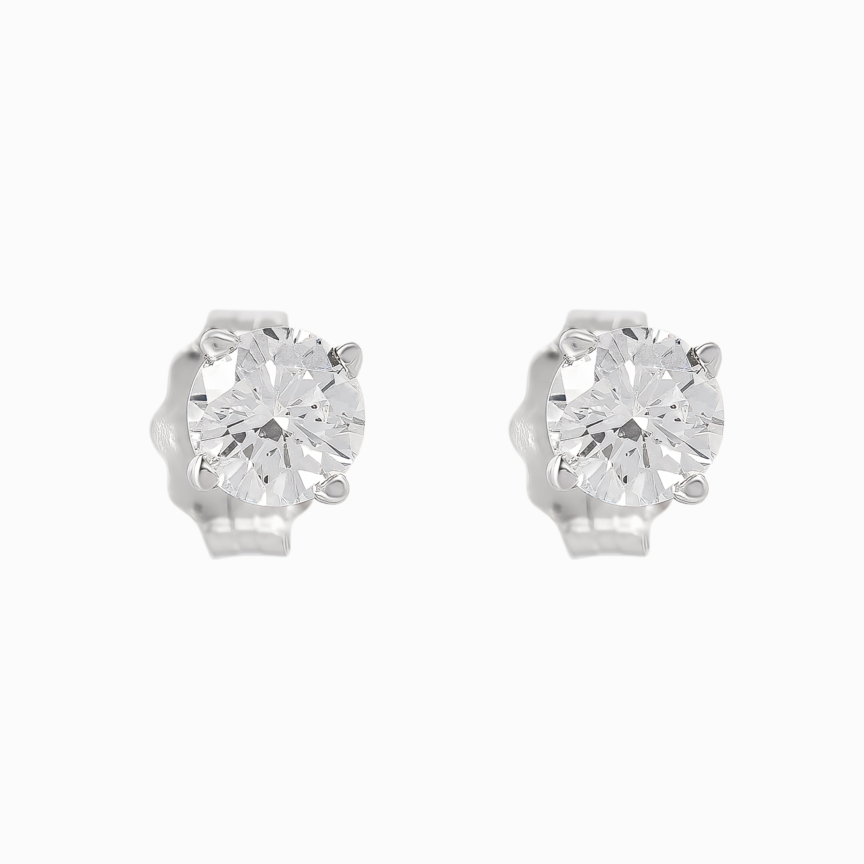 White Gold Stud Earrings with Diamond Only Stones