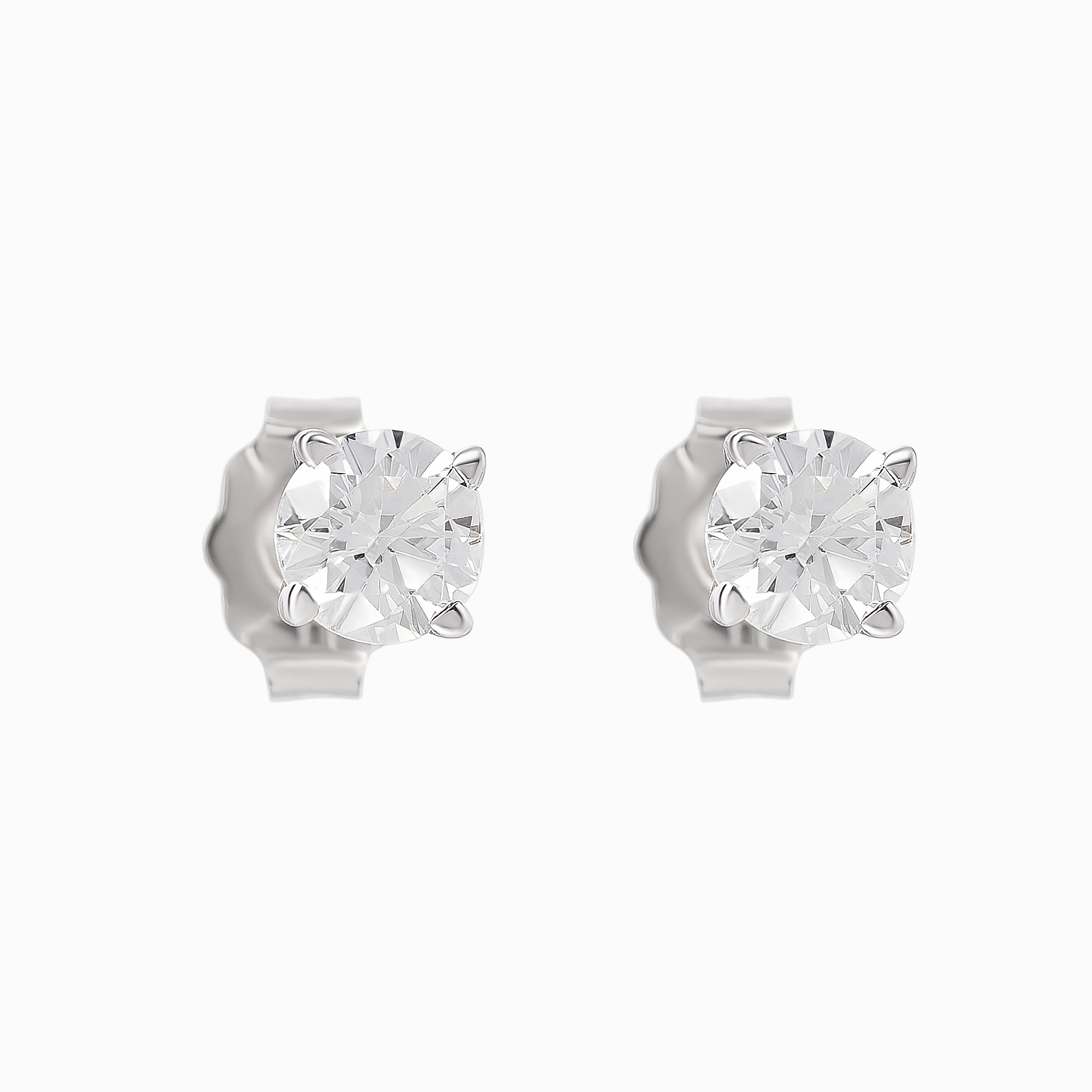 White Gold Stud Earrings with Diamond Only Stones