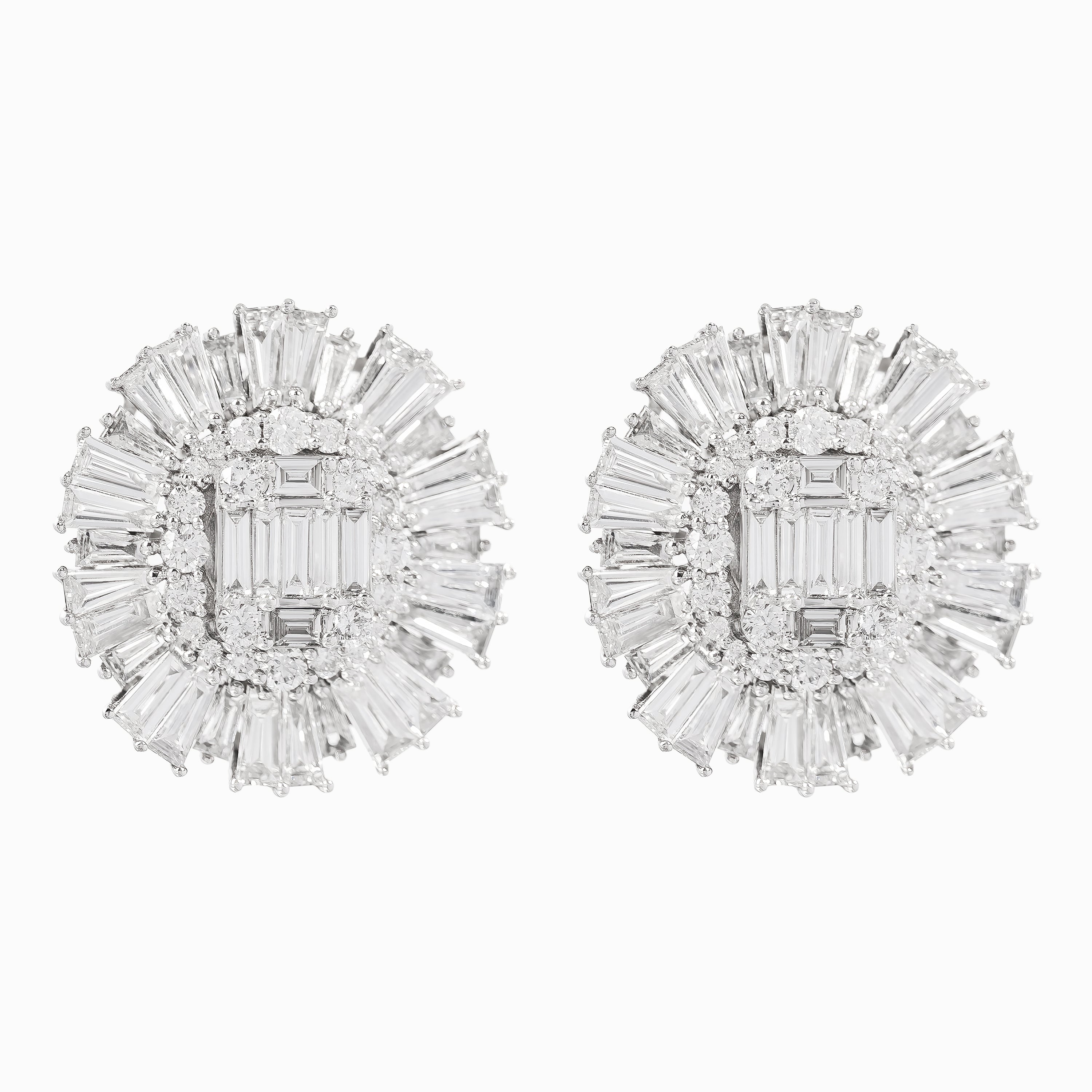 White Gold Stud Earrings with Diamond Only Stones