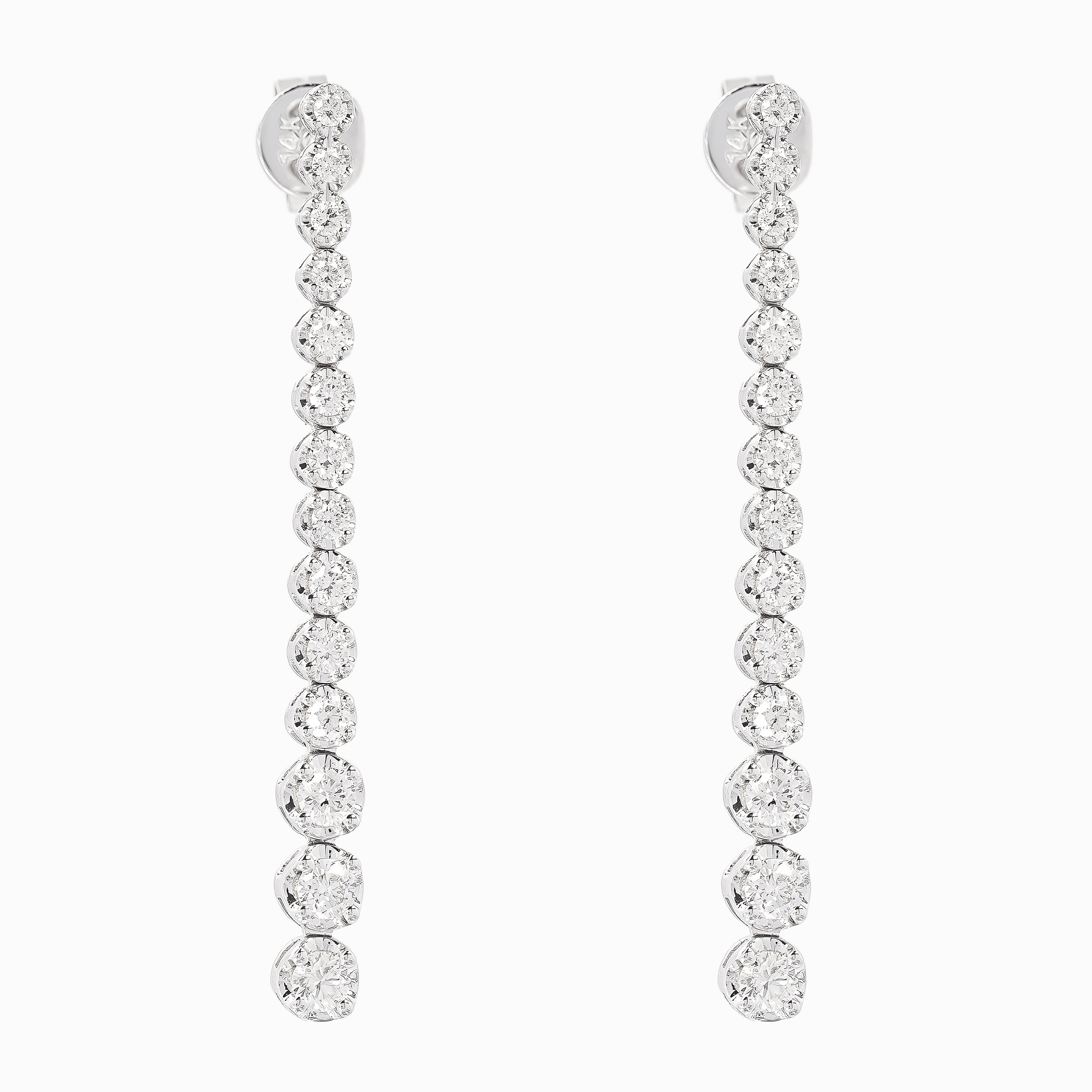 White Gold Drop Earrings with Diamond Only Stones