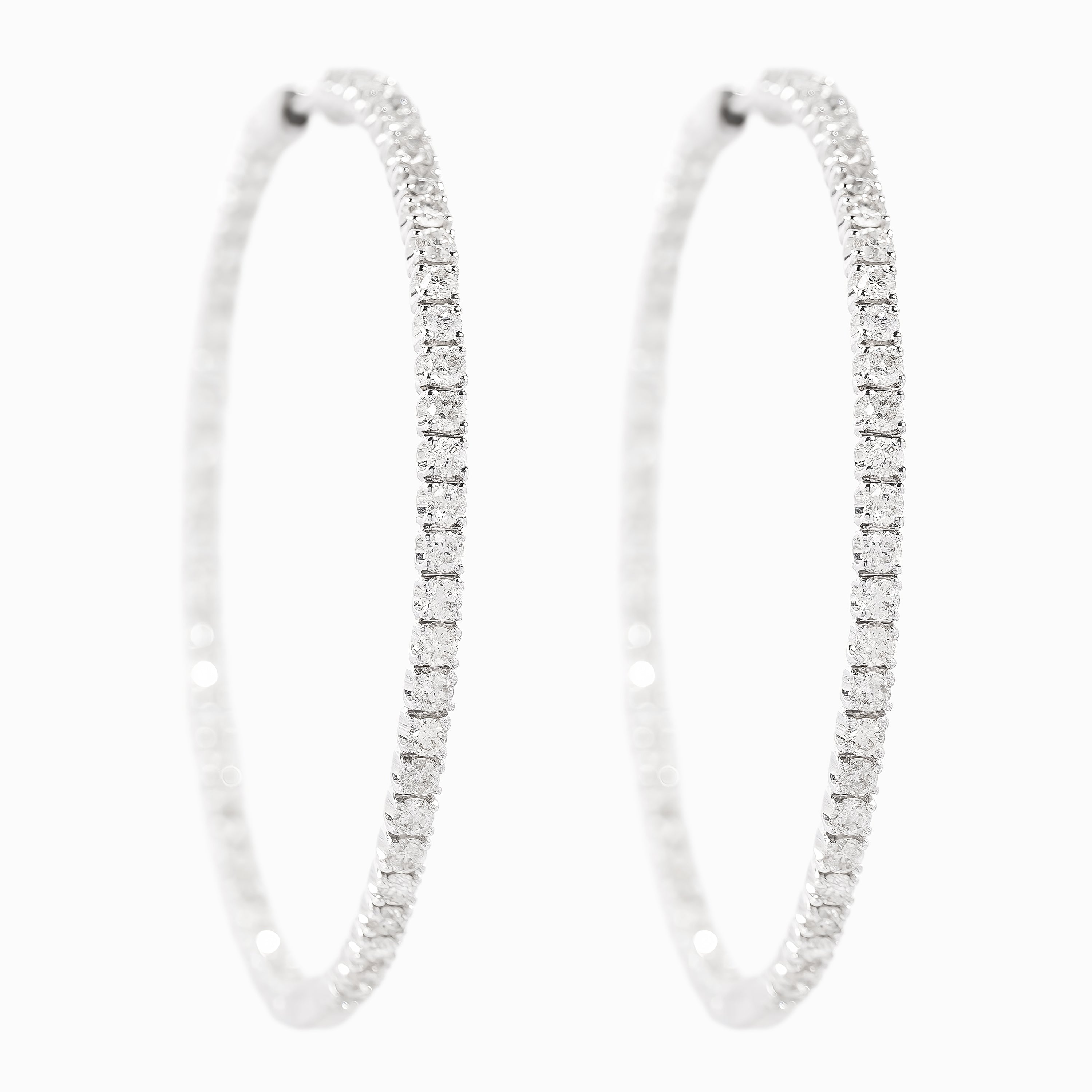 White Gold Hoop Earrings with Diamond Only Stones